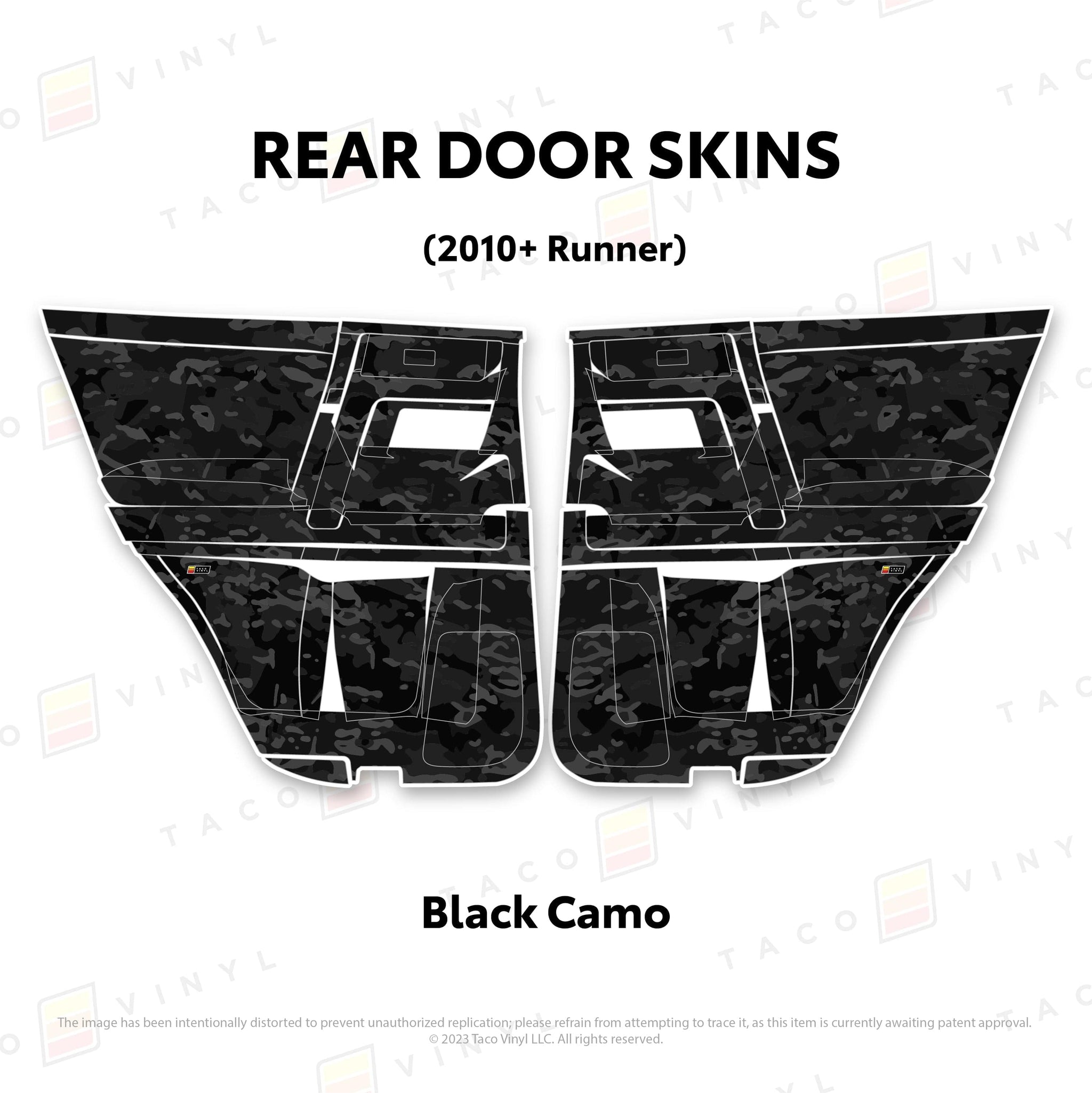 Taco Vinyl Protective Vinyl Rear Driver/Passenger / Black Camo 2010-24 4Runner Door Skins