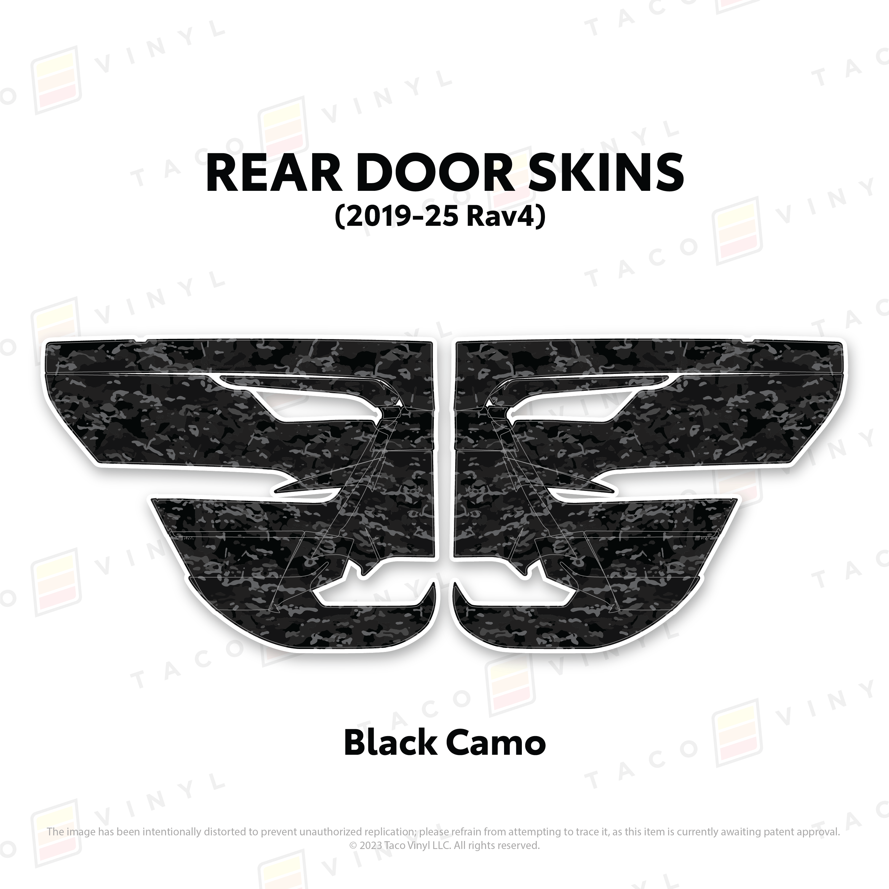 Taco Vinyl Protective Vinyl Rear Driver/Passenger / Black Camo 2019-25 Rav4 Door Skins