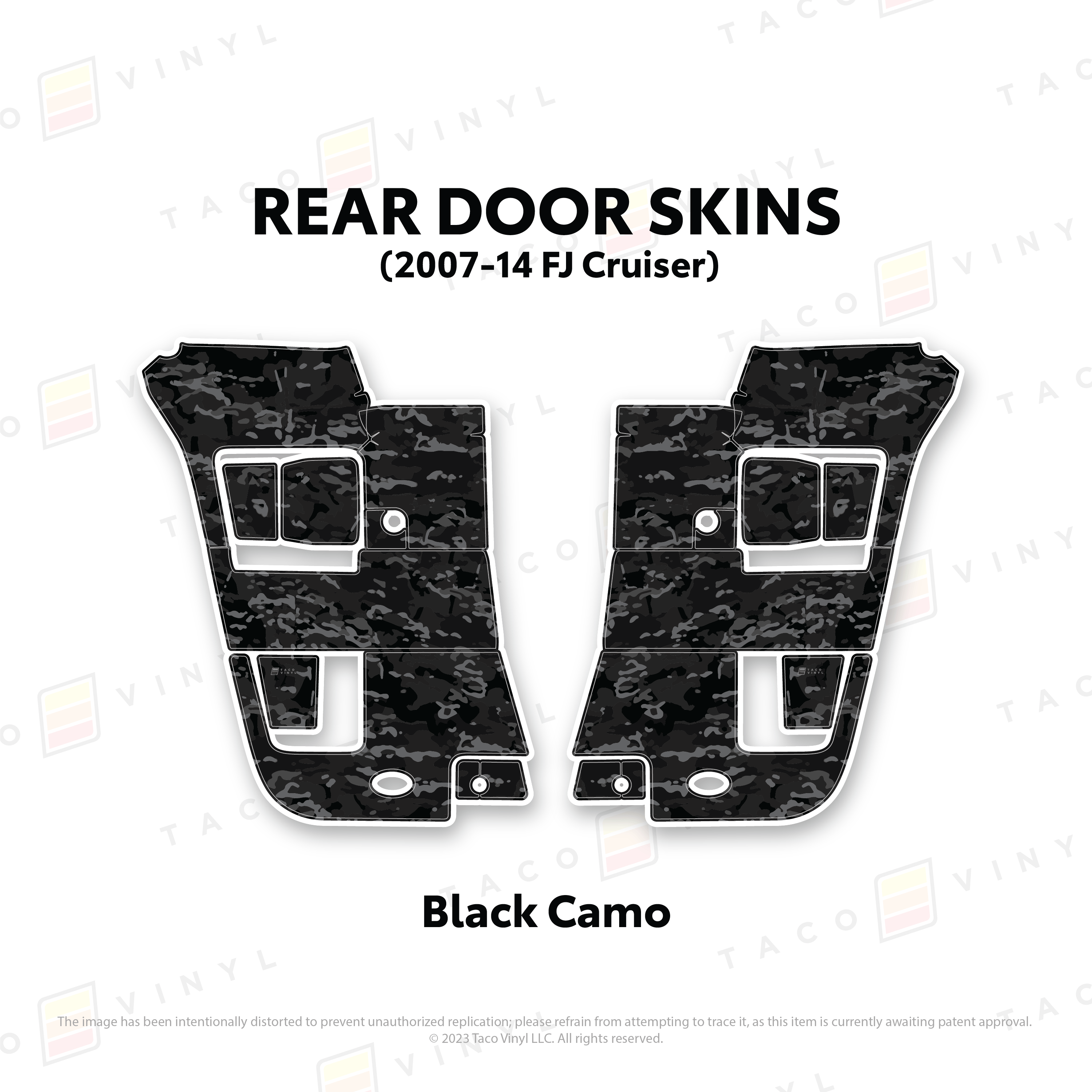 Taco Vinyl Protective Vinyl Rear Driver/Passenger / Black Camo FJ Cruiser Door Skins