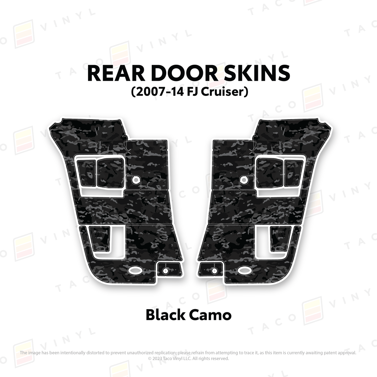 Taco Vinyl Protective Vinyl Rear Driver/Passenger / Black Camo FJ Cruiser Door Skins