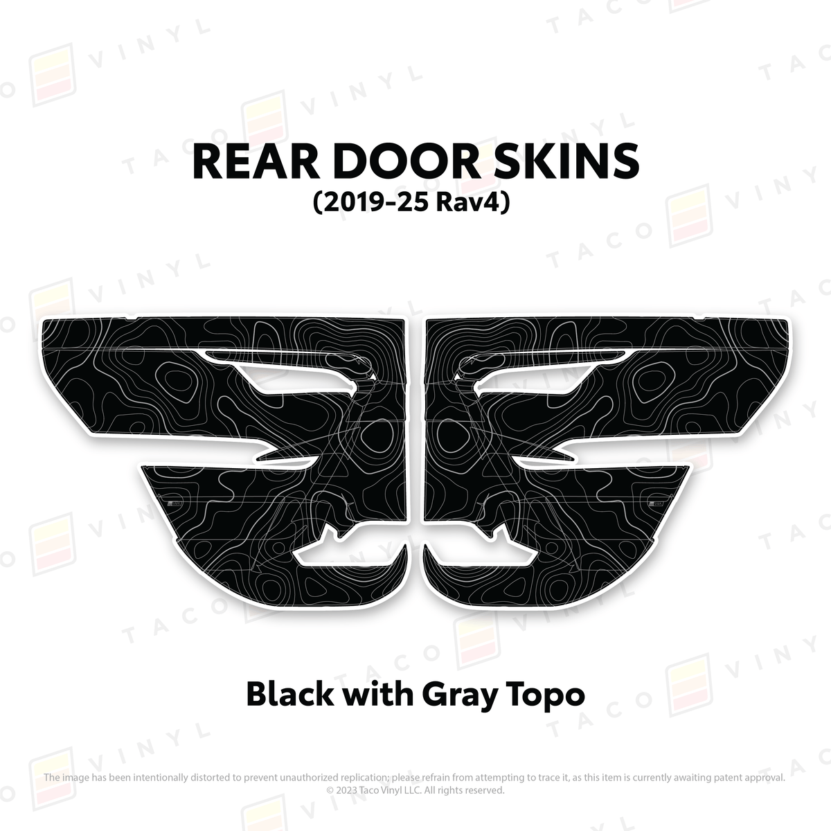 Taco Vinyl Protective Vinyl Rear Driver/Passenger / Black w/Gray Topo 2019-25 Rav4 Door Skins