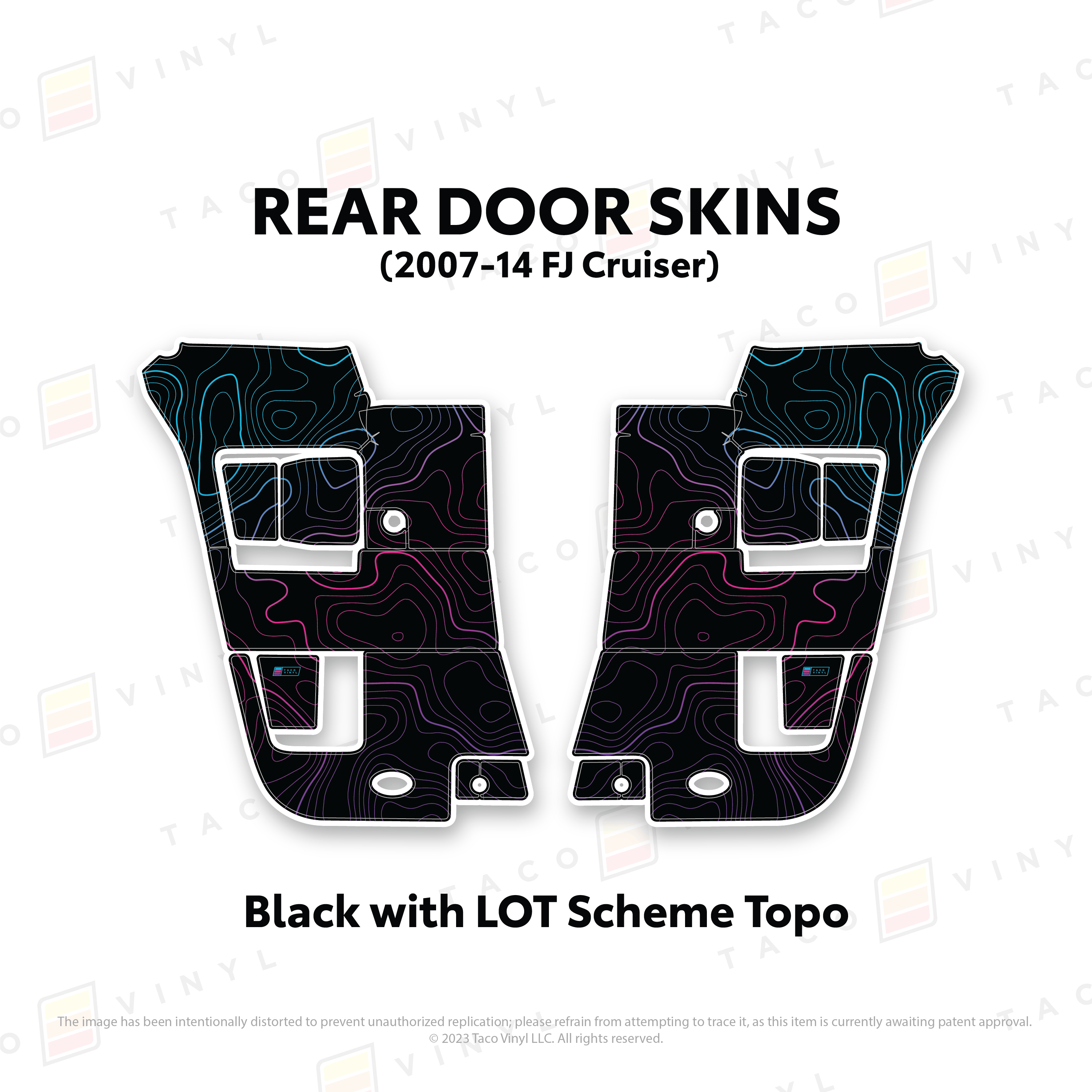 Taco Vinyl Protective Vinyl Rear Driver/Passenger / Black w/ LOT Topo FJ Cruiser Door Skins