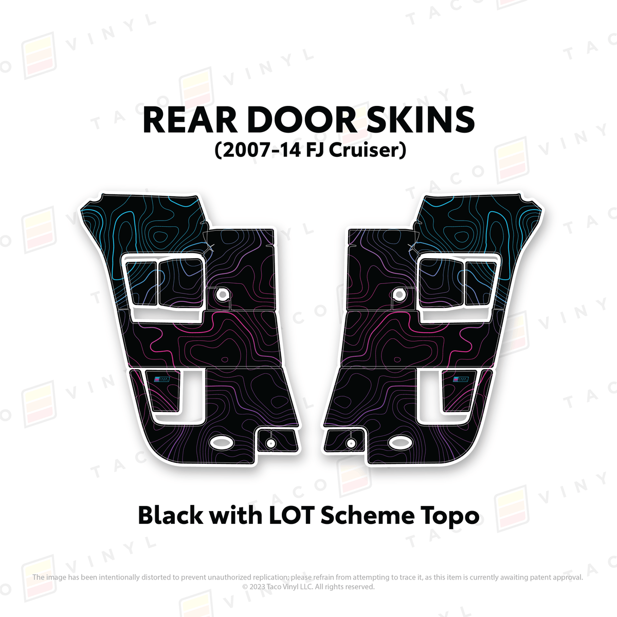 Taco Vinyl Protective Vinyl Rear Driver/Passenger / Black w/ LOT Topo FJ Cruiser Door Skins