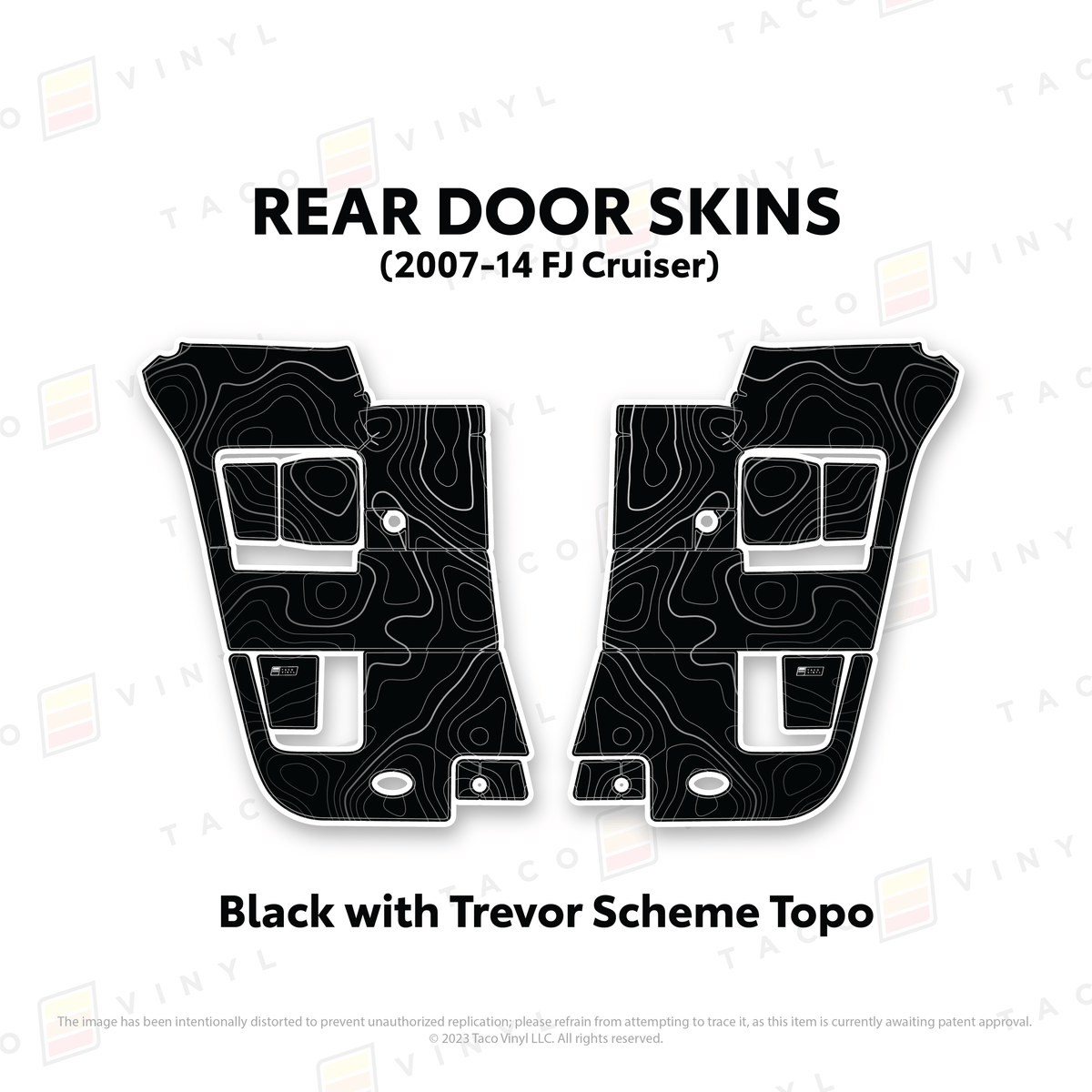 Taco Vinyl Protective Vinyl Rear Driver/Passenger / Black w/ Trevor Scheme Topo FJ Cruiser Door Skins