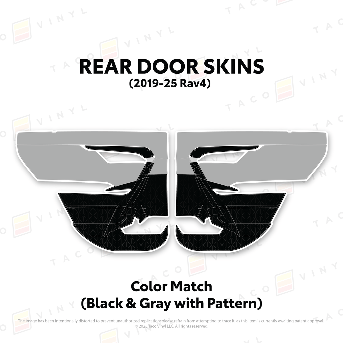 Taco Vinyl Protective Vinyl Rear Driver/Passenger / Color Match (Black & Gray) 2019-25 Rav4 Door Skins