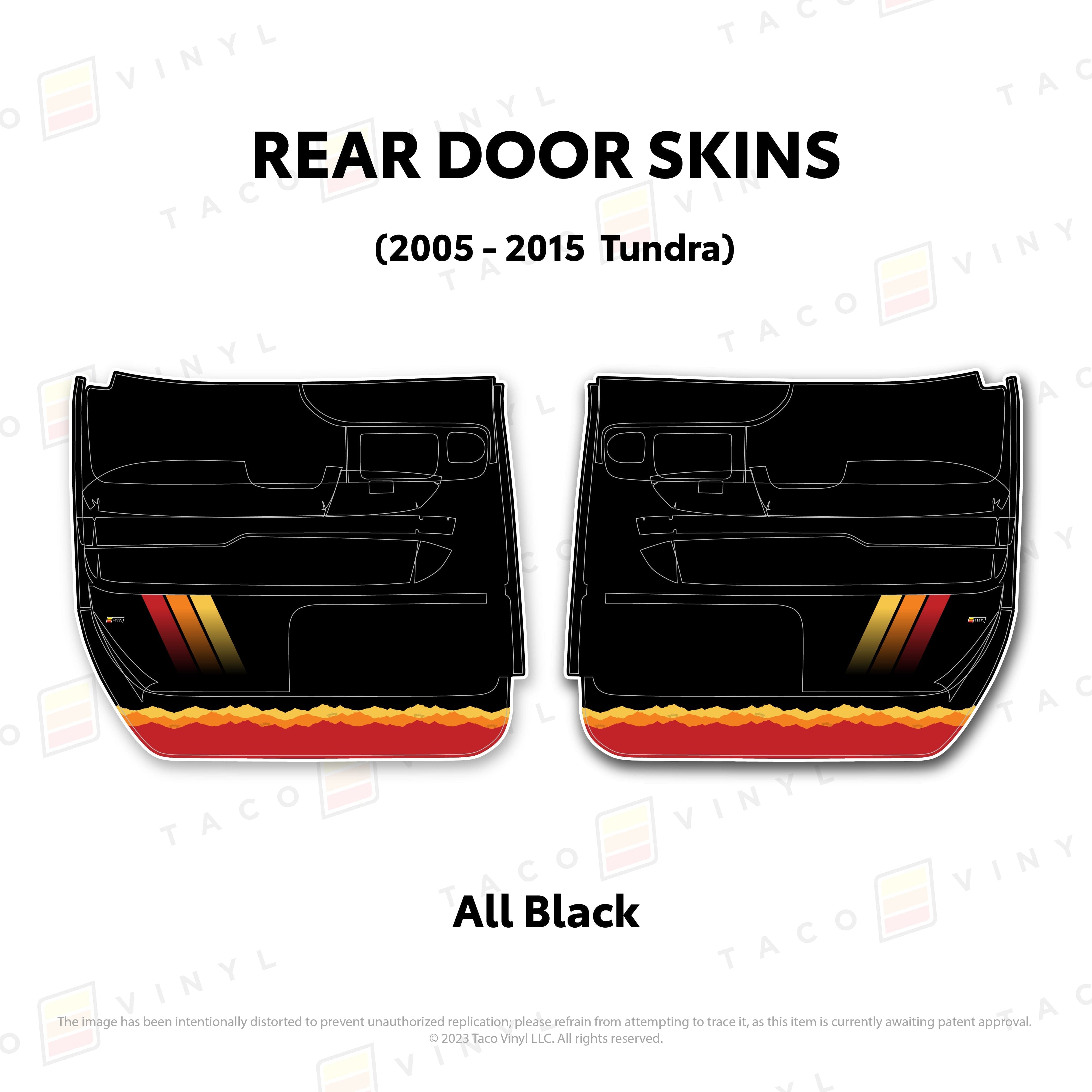 Taco Vinyl Protective Vinyl Rear Driver/Passenger Crewmax / All Black w/ Heritage Mountains 2014 - 2021 Tundra Door Skins