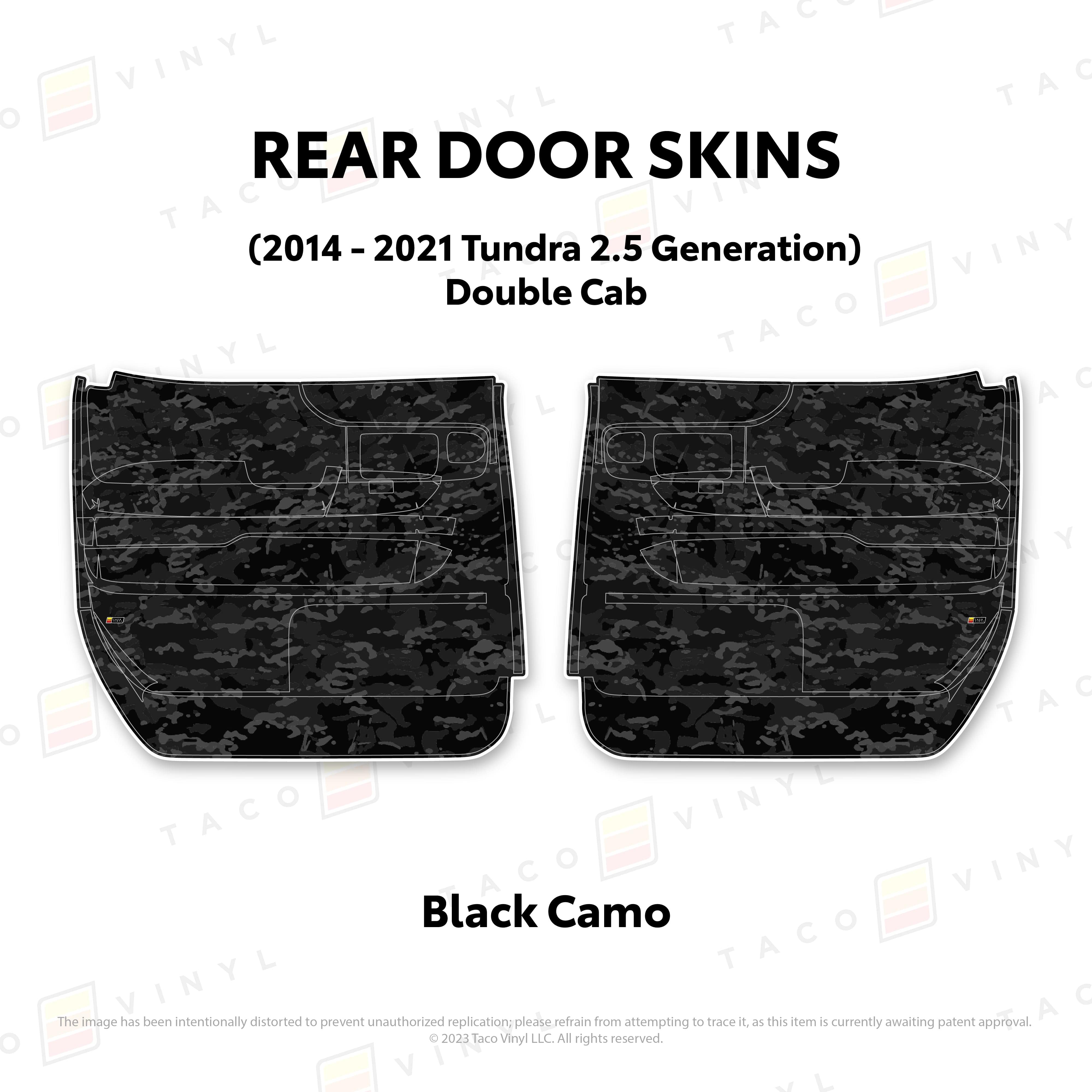 Taco Vinyl Protective Vinyl Rear Driver/Passenger Crewmax / Black Camo 2014 - 2021 Tundra Door Skins