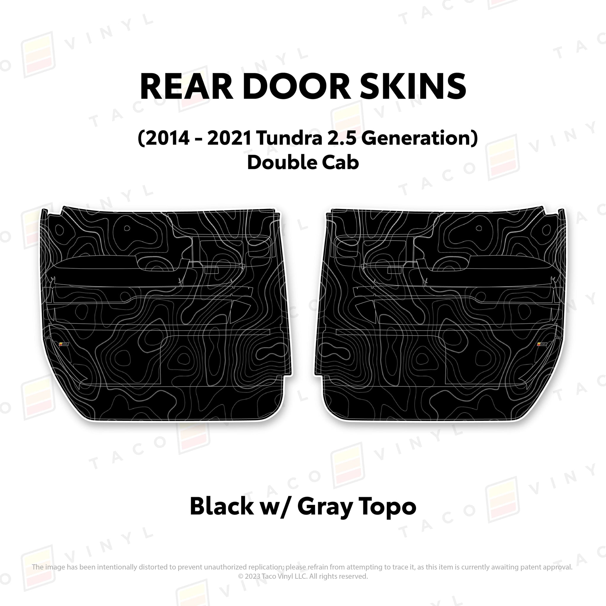 Taco Vinyl Protective Vinyl Rear Driver/Passenger Crewmax / Black w/Gray Scheme Topo 2014 - 2021 Tundra Door Skins