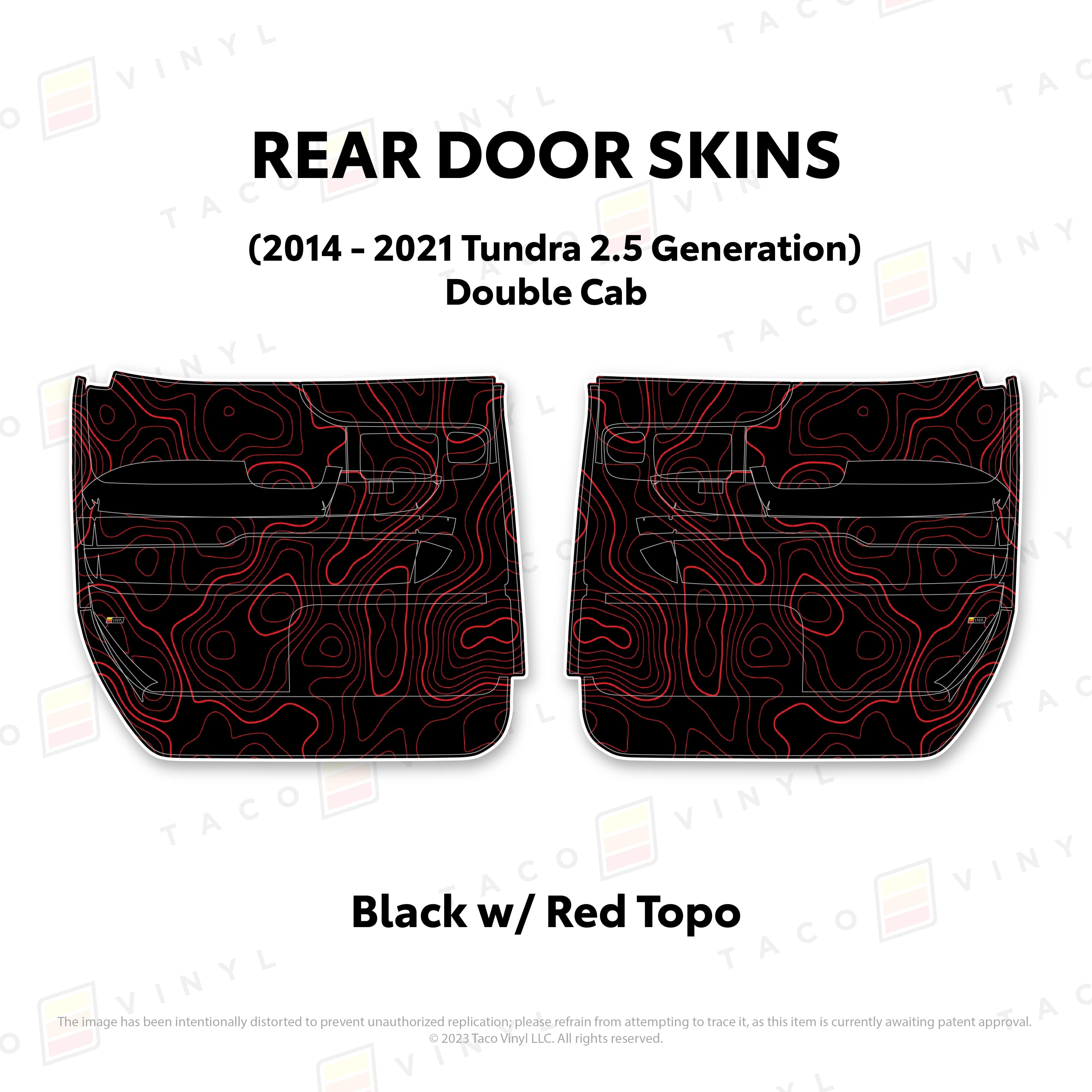 Taco Vinyl Protective Vinyl Rear Driver/Passenger Crewmax / Black w/Red Topo 2014 - 2021 Tundra Door Skins