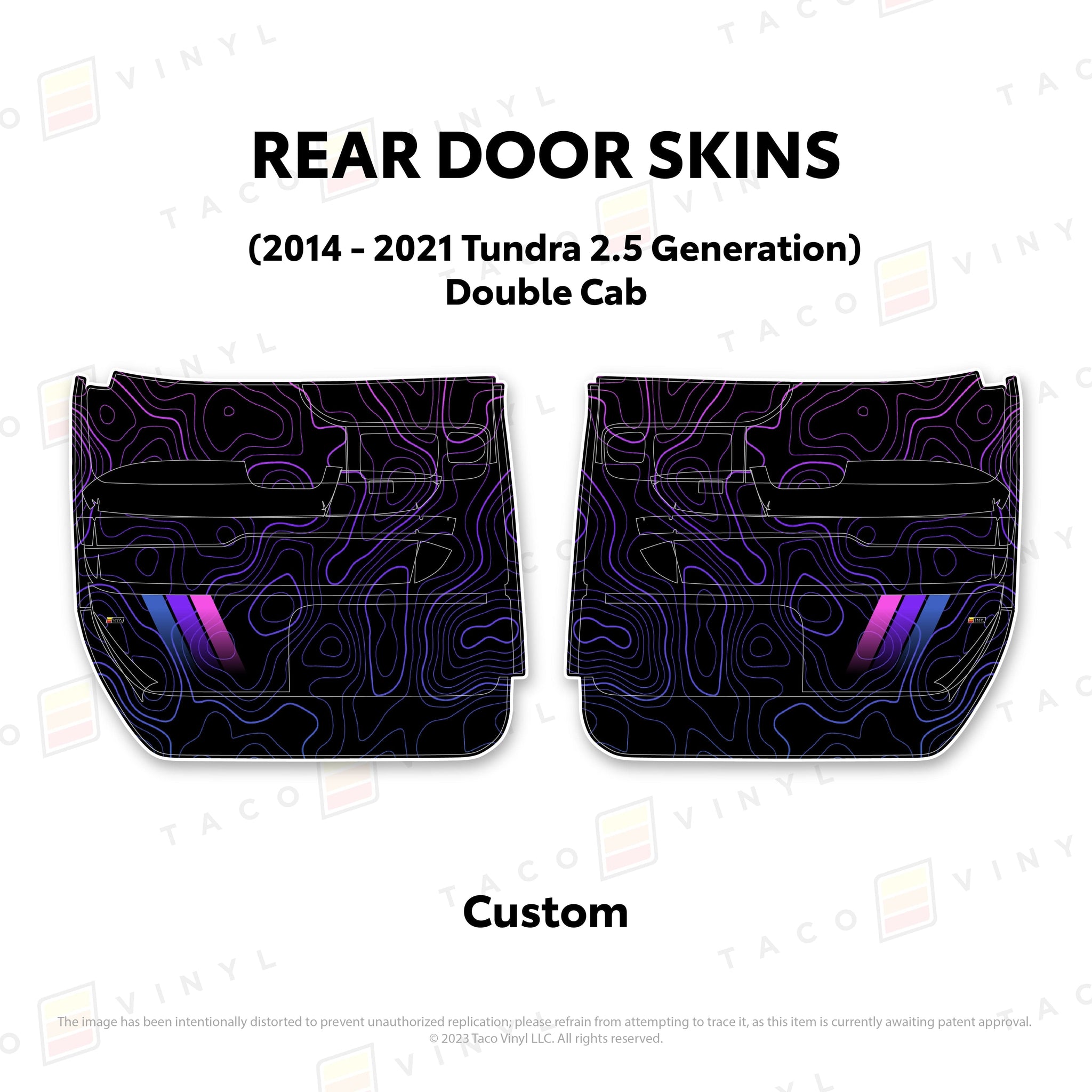 Taco Vinyl Protective Vinyl Rear Driver/Passenger Crewmax / Custom (email support@tacovinyl.com) 2014 - 2021 Tundra Door Skins