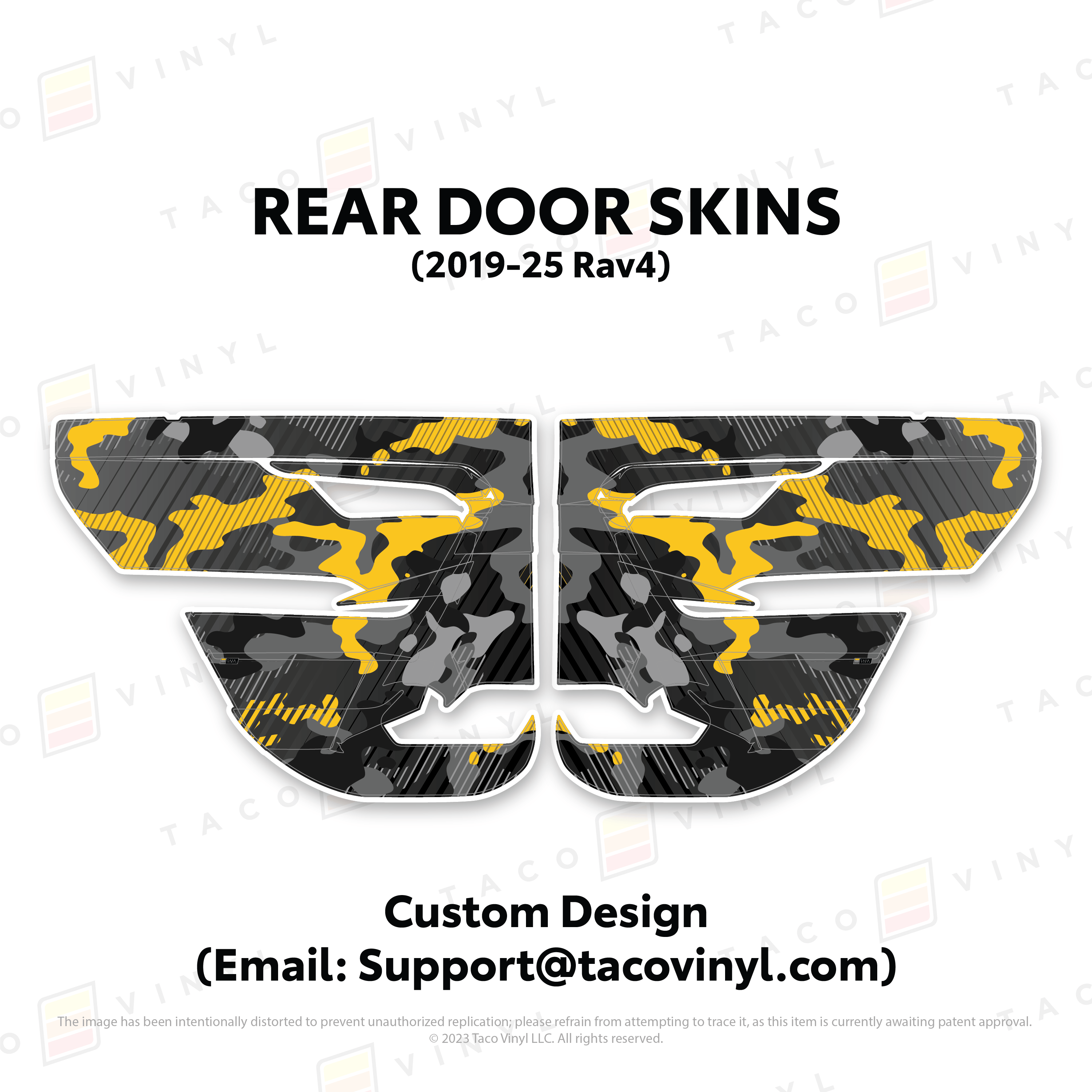 Taco Vinyl Protective Vinyl Rear Driver/Passenger / Custom Design (Email: Support@tacovinyl.com) 2019-25 Rav4 Door Skins