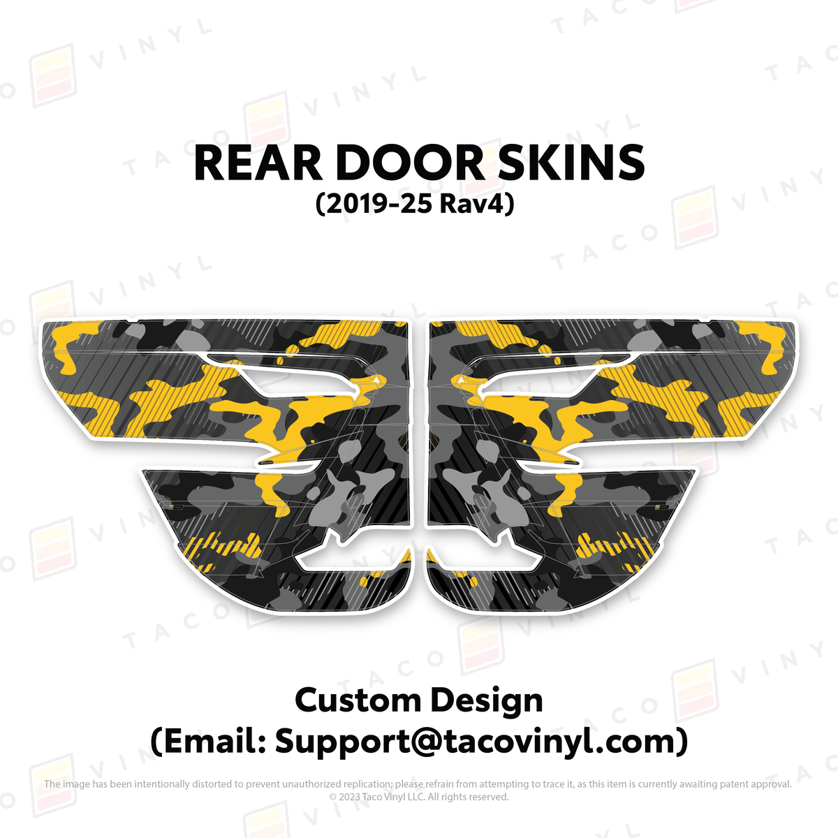 Taco Vinyl Protective Vinyl Rear Driver/Passenger / Custom Design (Email: Support@tacovinyl.com) 2019-25 Rav4 Door Skins