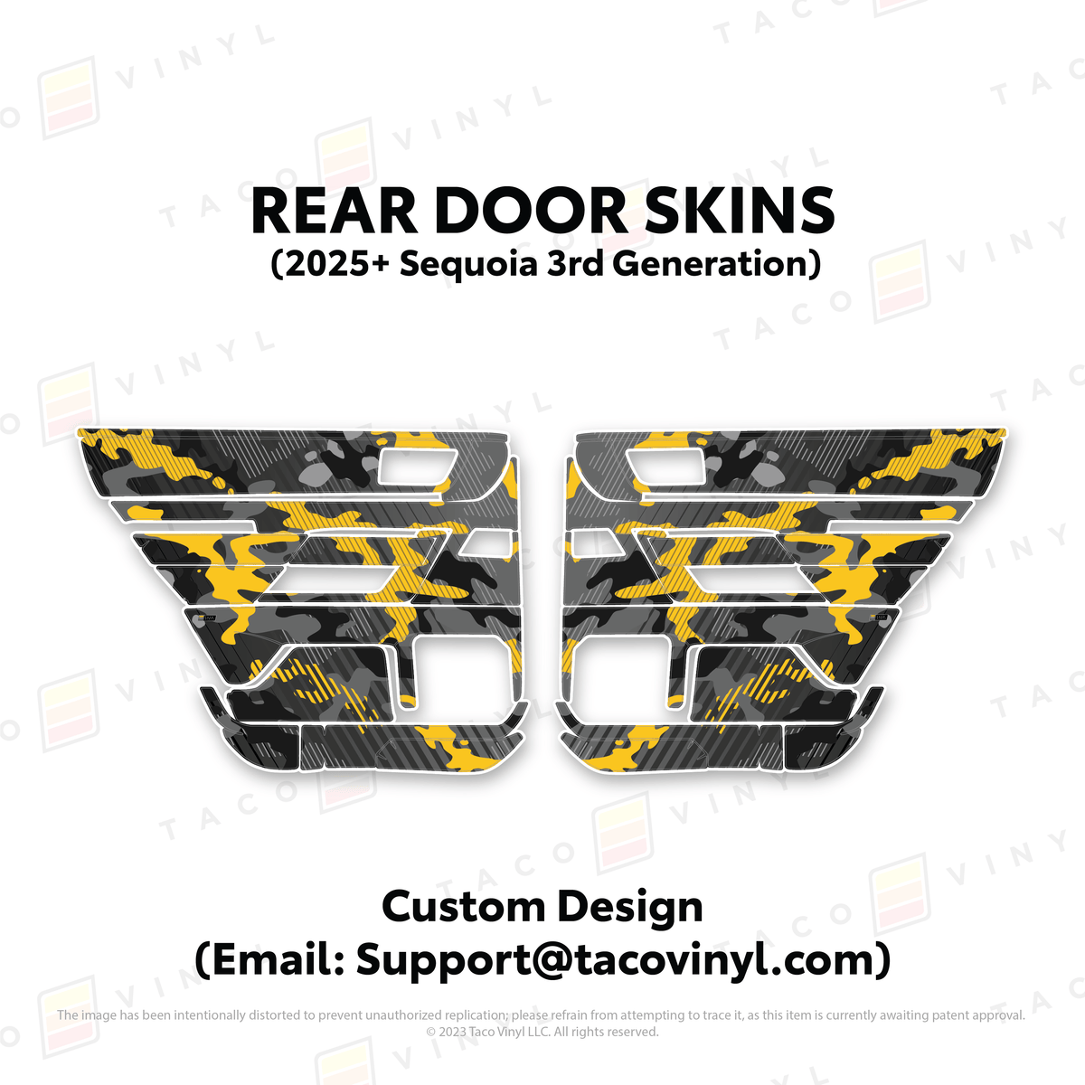 Taco Vinyl Protective Vinyl Rear Driver/Passenger / Custom Design (Email: Support@tacovinyl.com) 2023+ Sequoia Door Skins