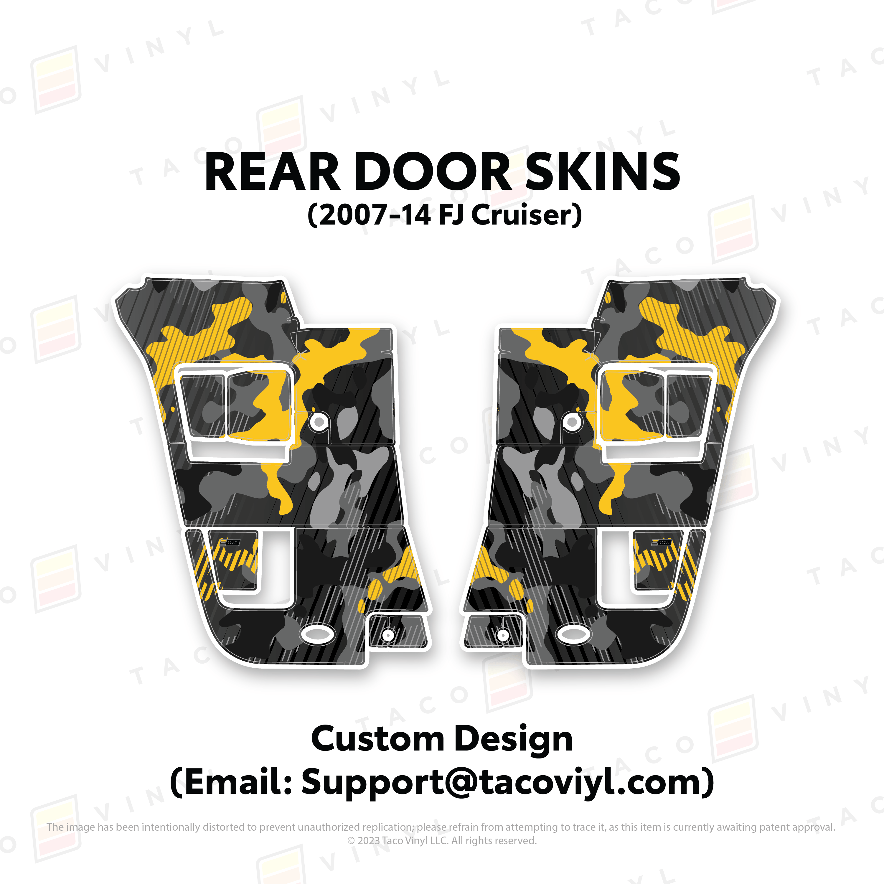 Taco Vinyl Protective Vinyl Rear Driver/Passenger / Custom Design (Email: Support@tacovinyl.com) FJ Cruiser Door Skins