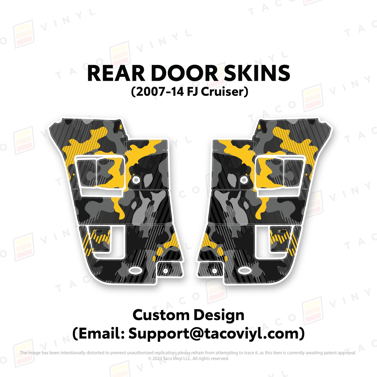 Taco Vinyl Protective Vinyl Rear Driver/Passenger / Custom Design (Email: Support@tacovinyl.com) FJ Cruiser Door Skins