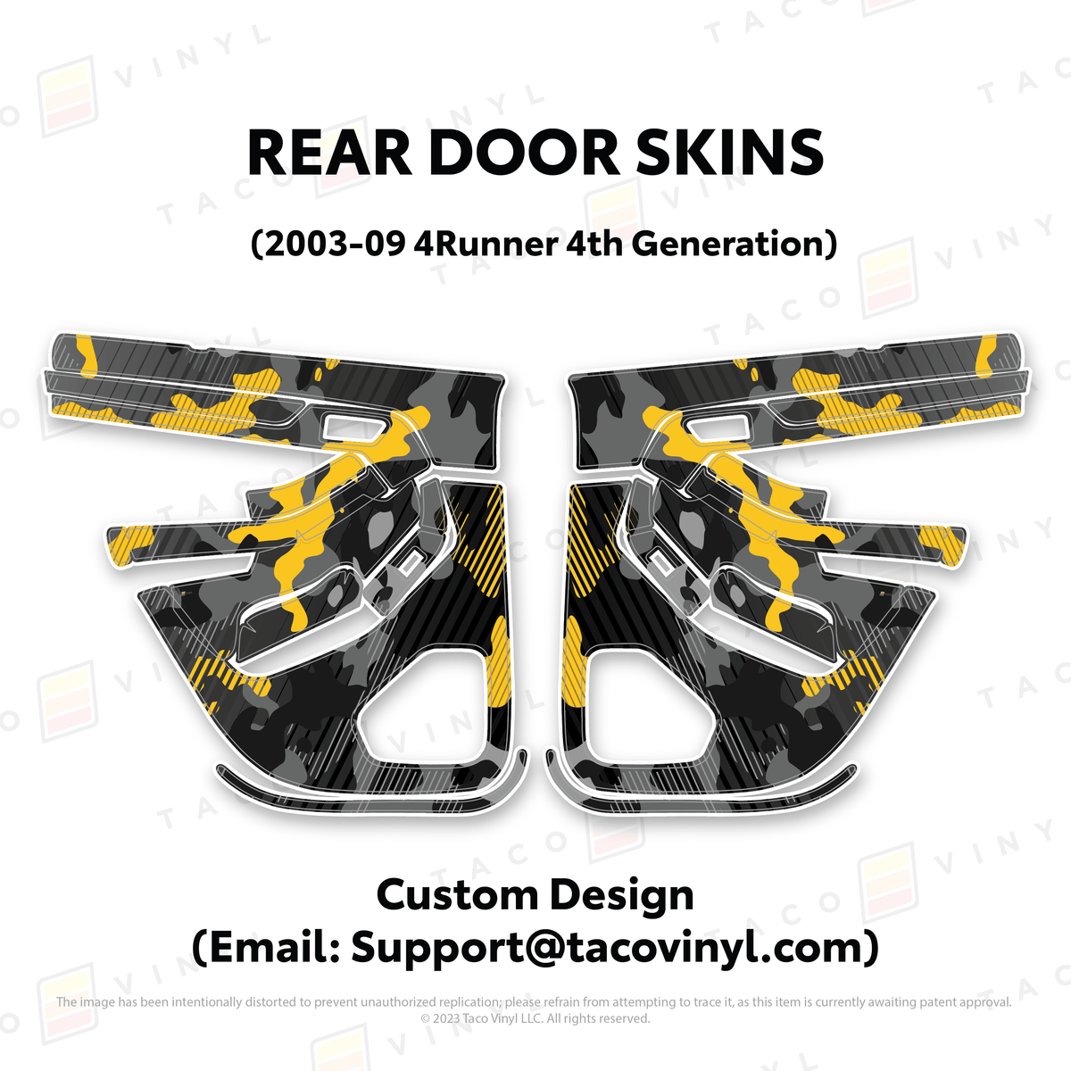 Taco Vinyl Protective Vinyl Rear Driver/Passenger / Custom Designs (Email: Support@tacovinyl.com) 2003-2009 4Runner Door Skins