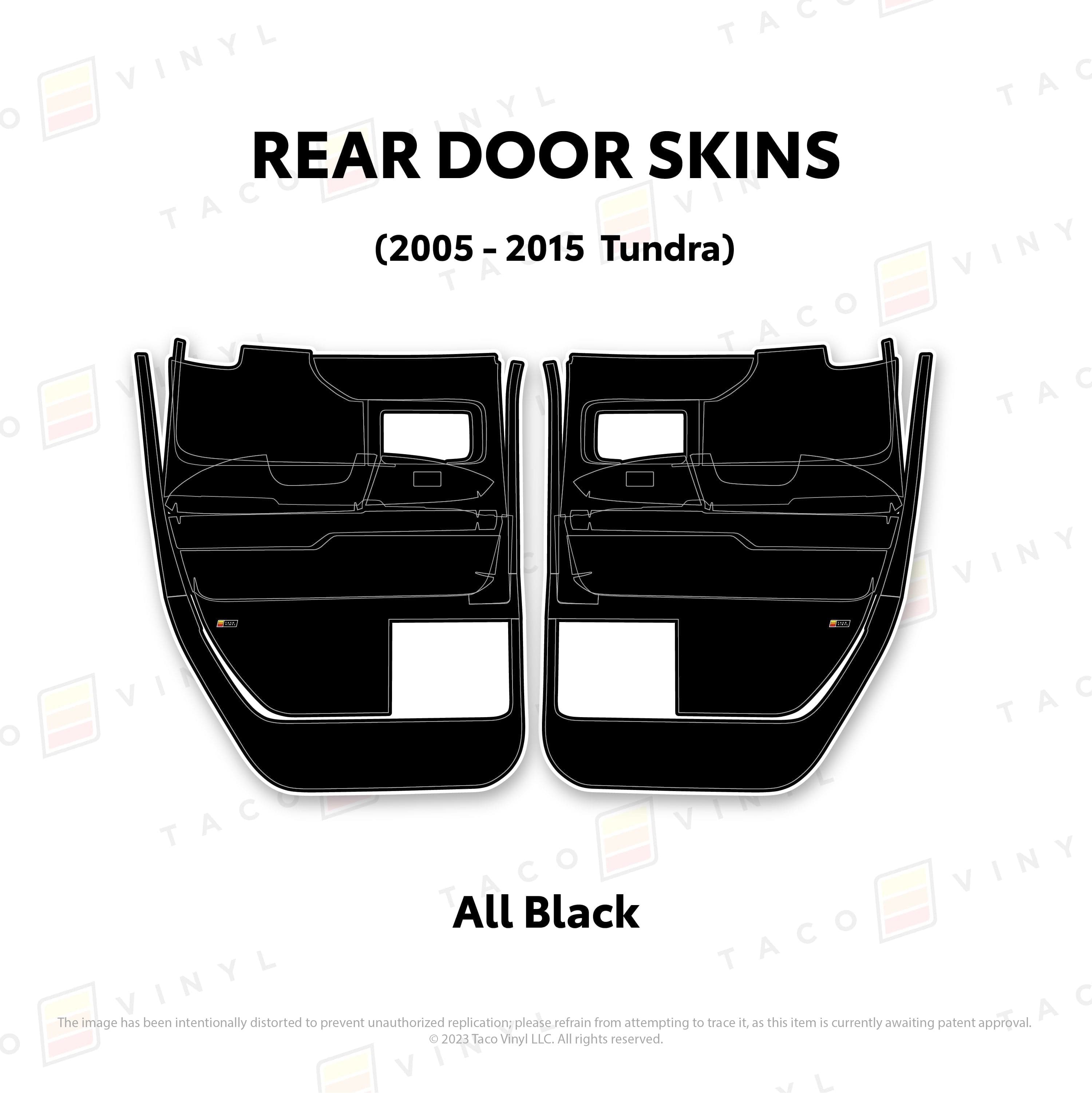 Taco Vinyl Protective Vinyl Rear Driver/Passenger Double Cab / All Black 2014 - 2021 Tundra Door Skins