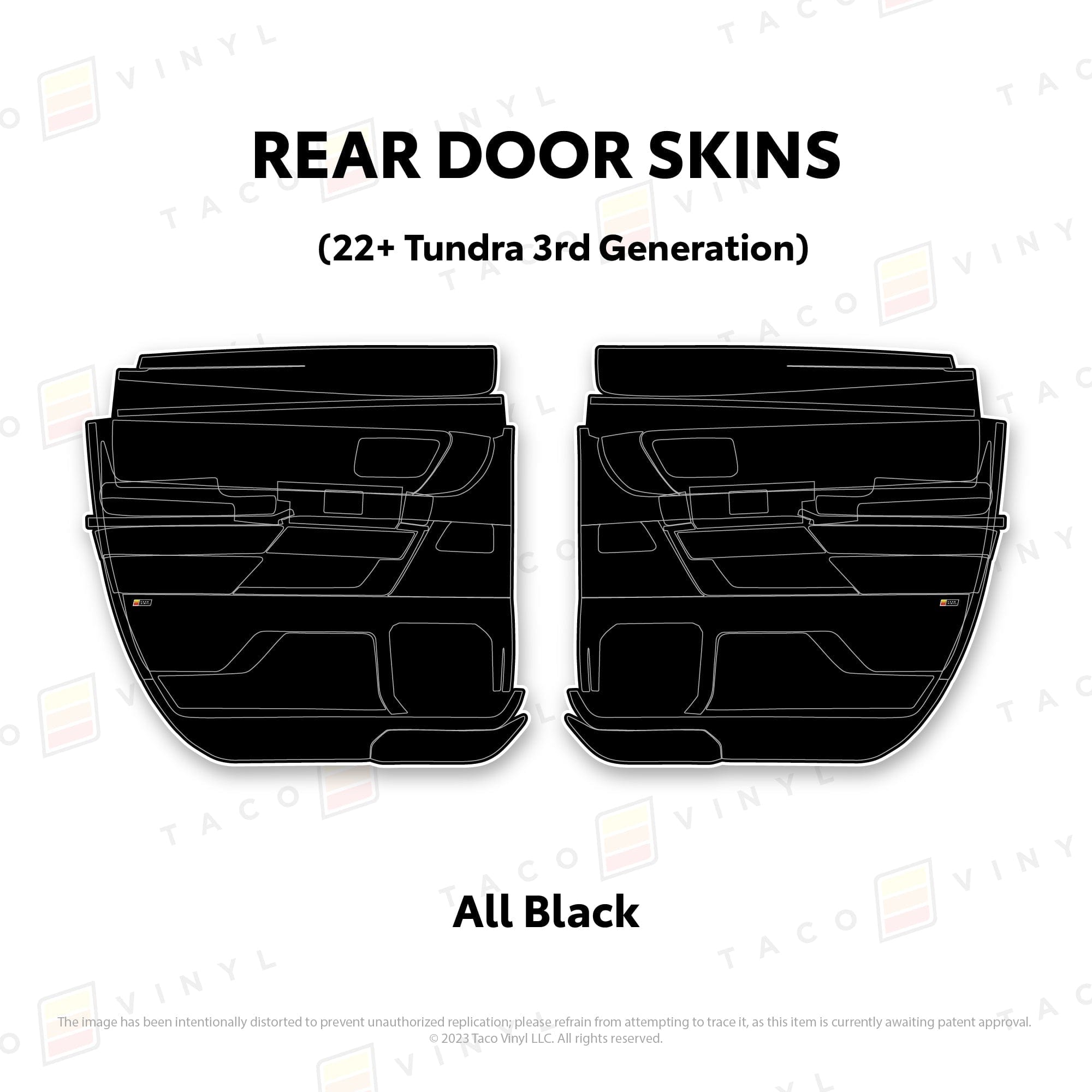 Taco Vinyl Protective Vinyl Rear Driver/Passenger Double Cab / All Black 2022+ Tundra Door Skins