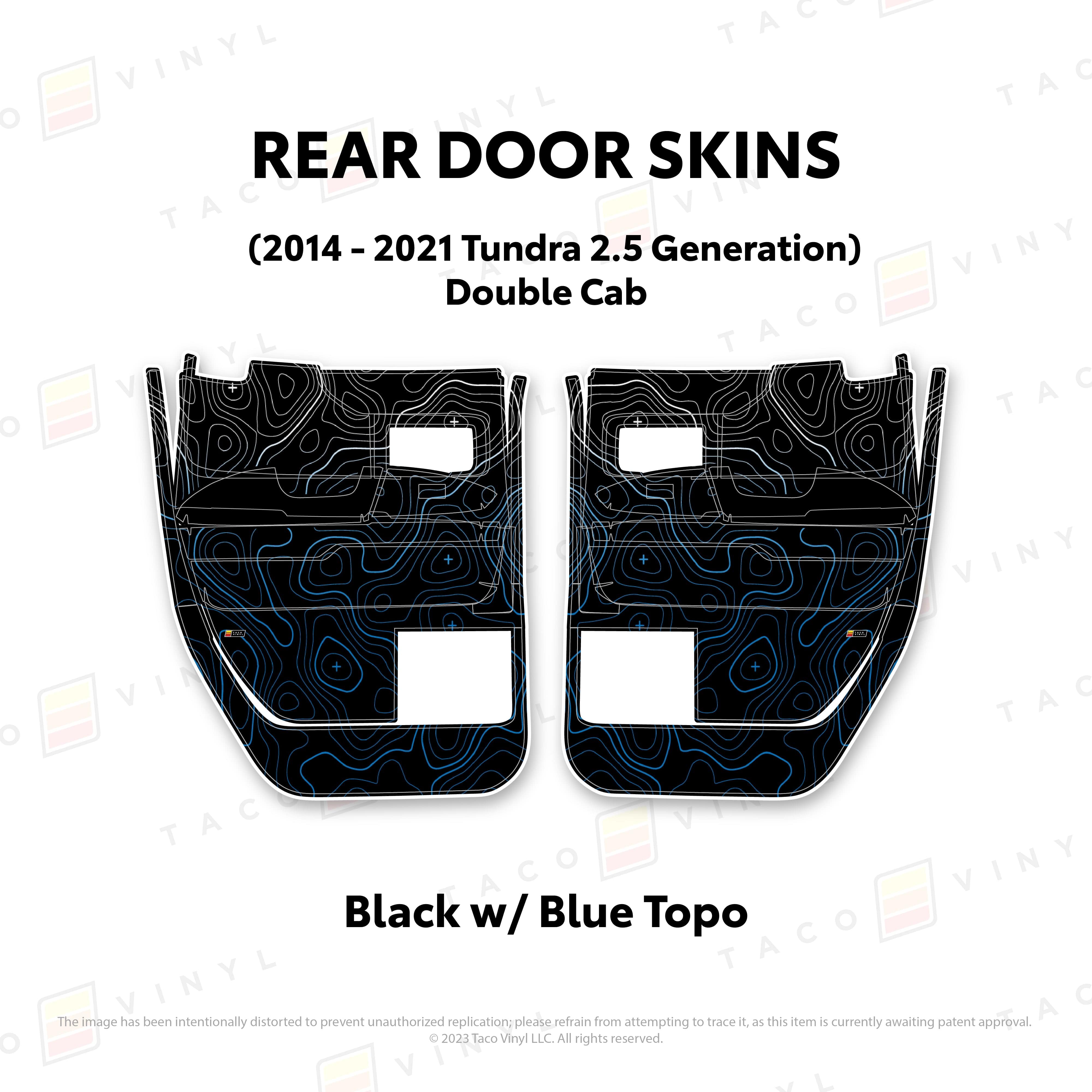 Taco Vinyl Protective Vinyl Rear Driver/Passenger Double Cab / Black w/Blue Scheme Topo 2014 - 2021 Tundra Door Skins