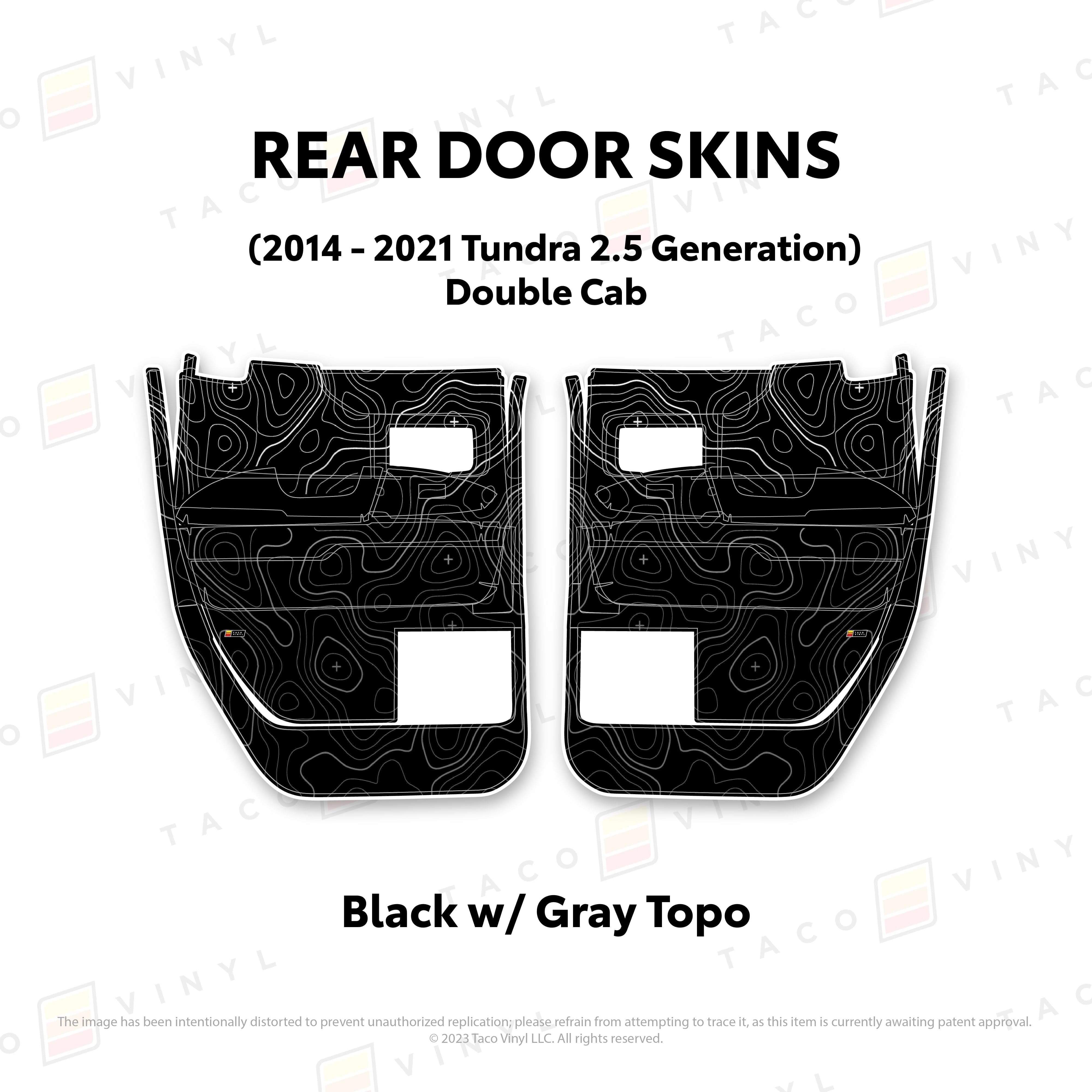 Taco Vinyl Protective Vinyl Rear Driver/Passenger Double Cab / Black w/Gray Scheme Topo 2014 - 2021 Tundra Door Skins