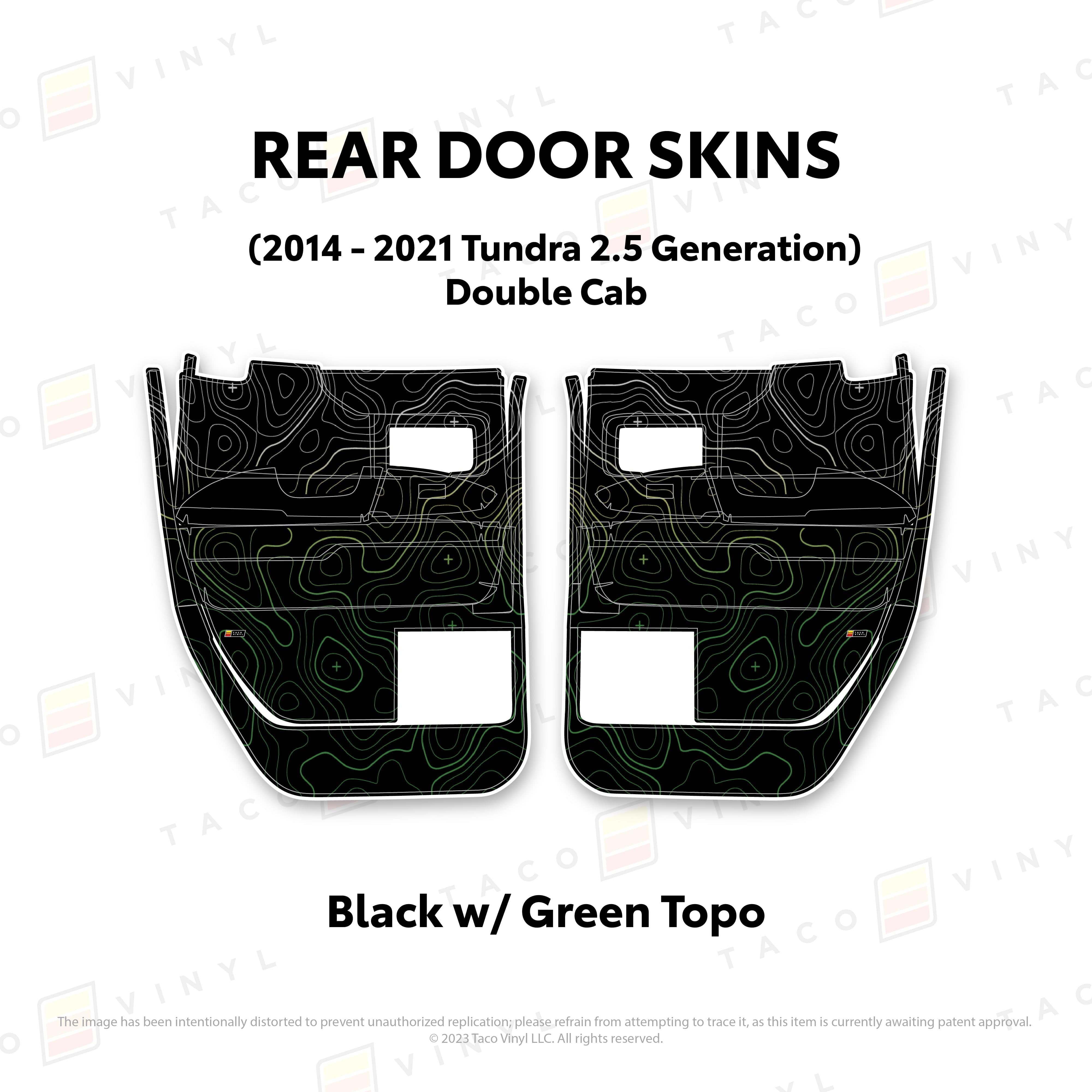 Taco Vinyl Protective Vinyl Rear Driver/Passenger Double Cab / Black w/Green Scheme Topo 2014 - 2021 Tundra Door Skins