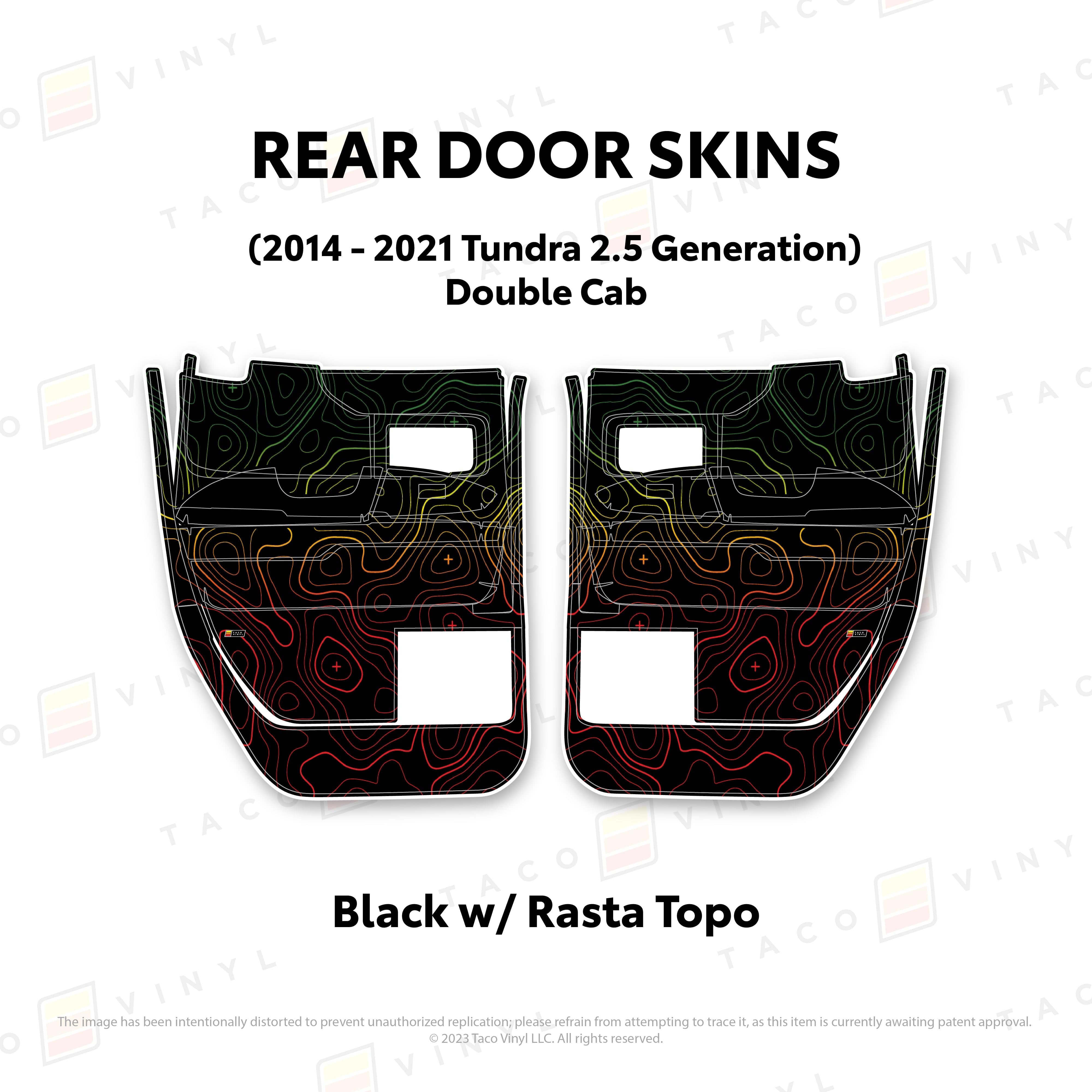 Taco Vinyl Protective Vinyl Rear Driver/Passenger Double Cab / Black w/Rasta Scheme Topo 2014 - 2021 Tundra Door Skins