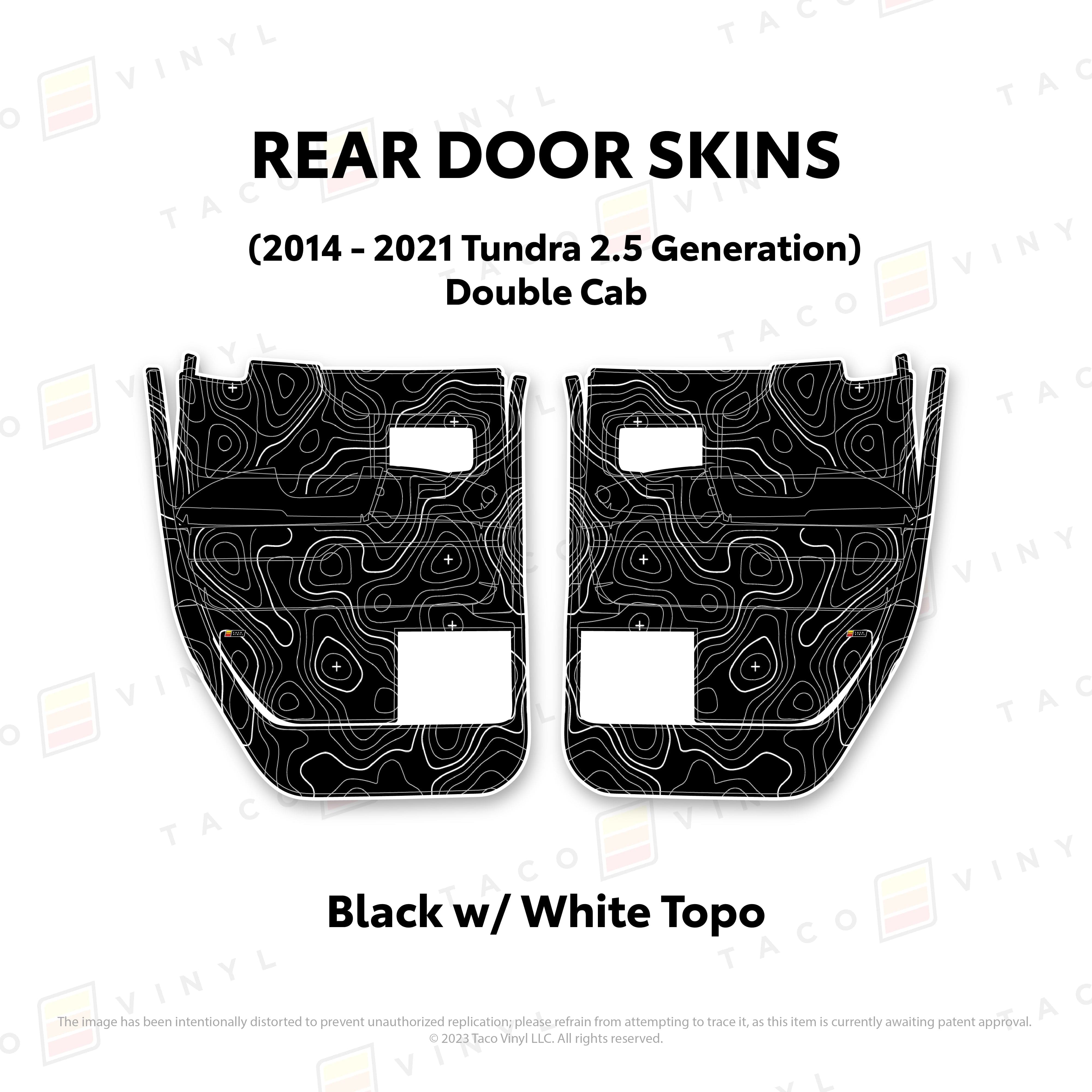 Taco Vinyl Protective Vinyl Rear Driver/Passenger Double Cab / Black w/ White Topo 2014 - 2021 Tundra Door Skins