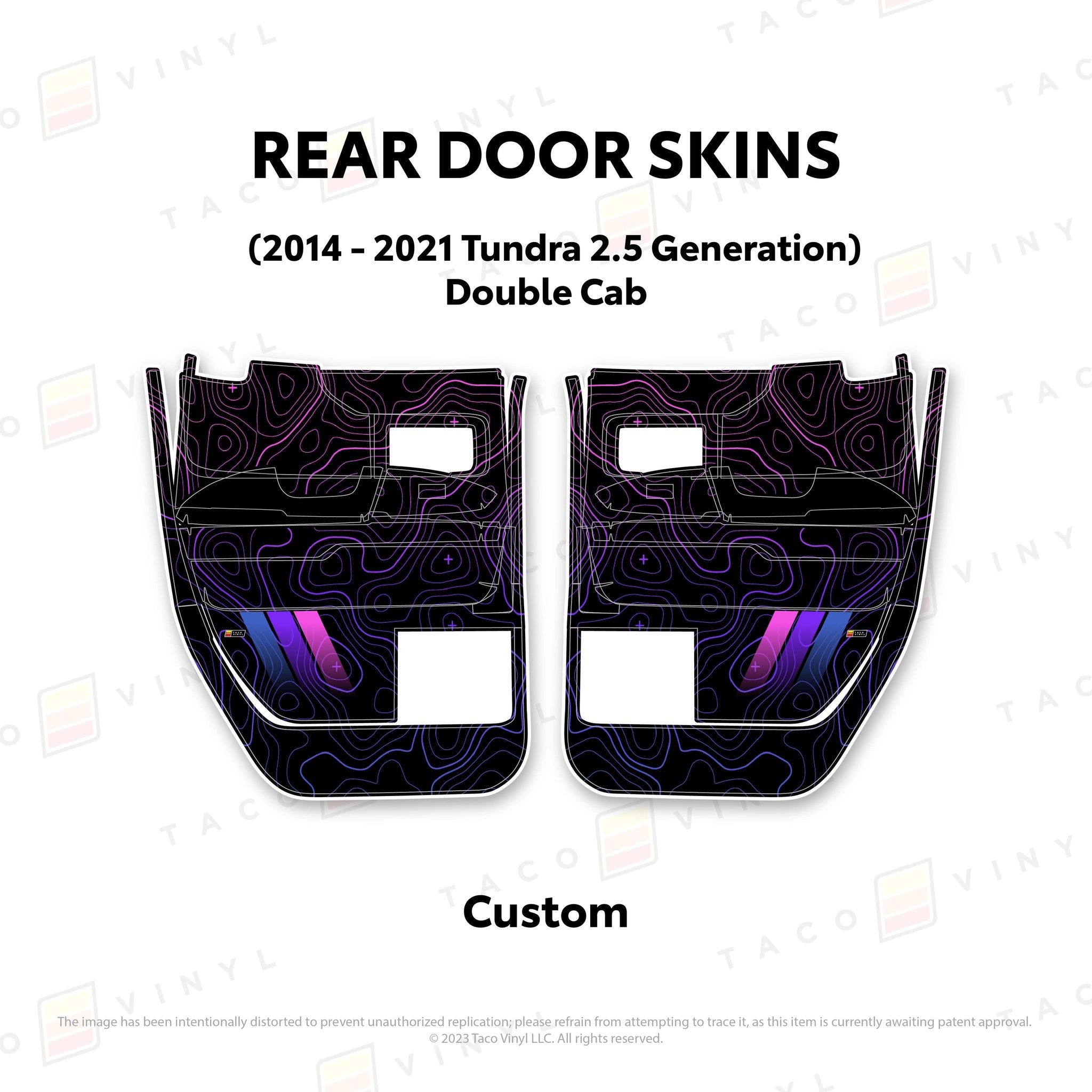 Taco Vinyl Protective Vinyl Rear Driver/Passenger Double Cab / Custom (email support@tacovinyl.com) 2014 - 2021 Tundra Door Skins