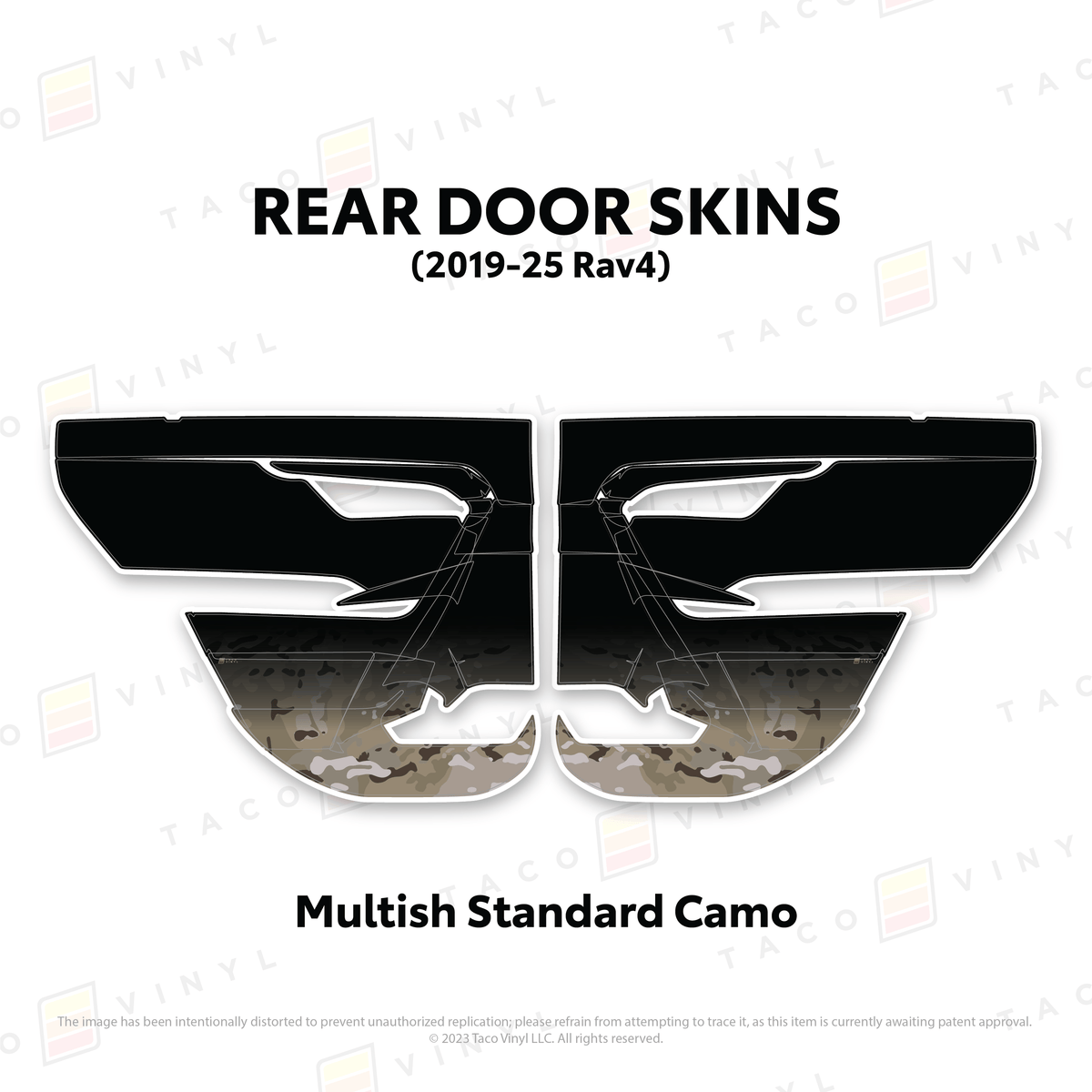 Taco Vinyl Protective Vinyl Rear Driver/Passenger / Multish Standard Camo 2019-25 Rav4 Door Skins