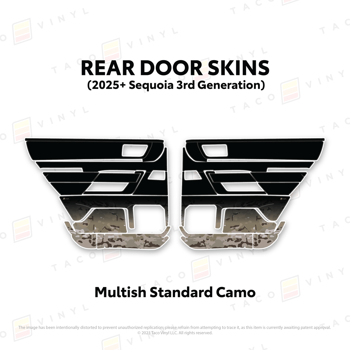 Taco Vinyl Protective Vinyl Rear Driver/Passenger / Multish Standard Camo 2023+ Sequoia Door Skins