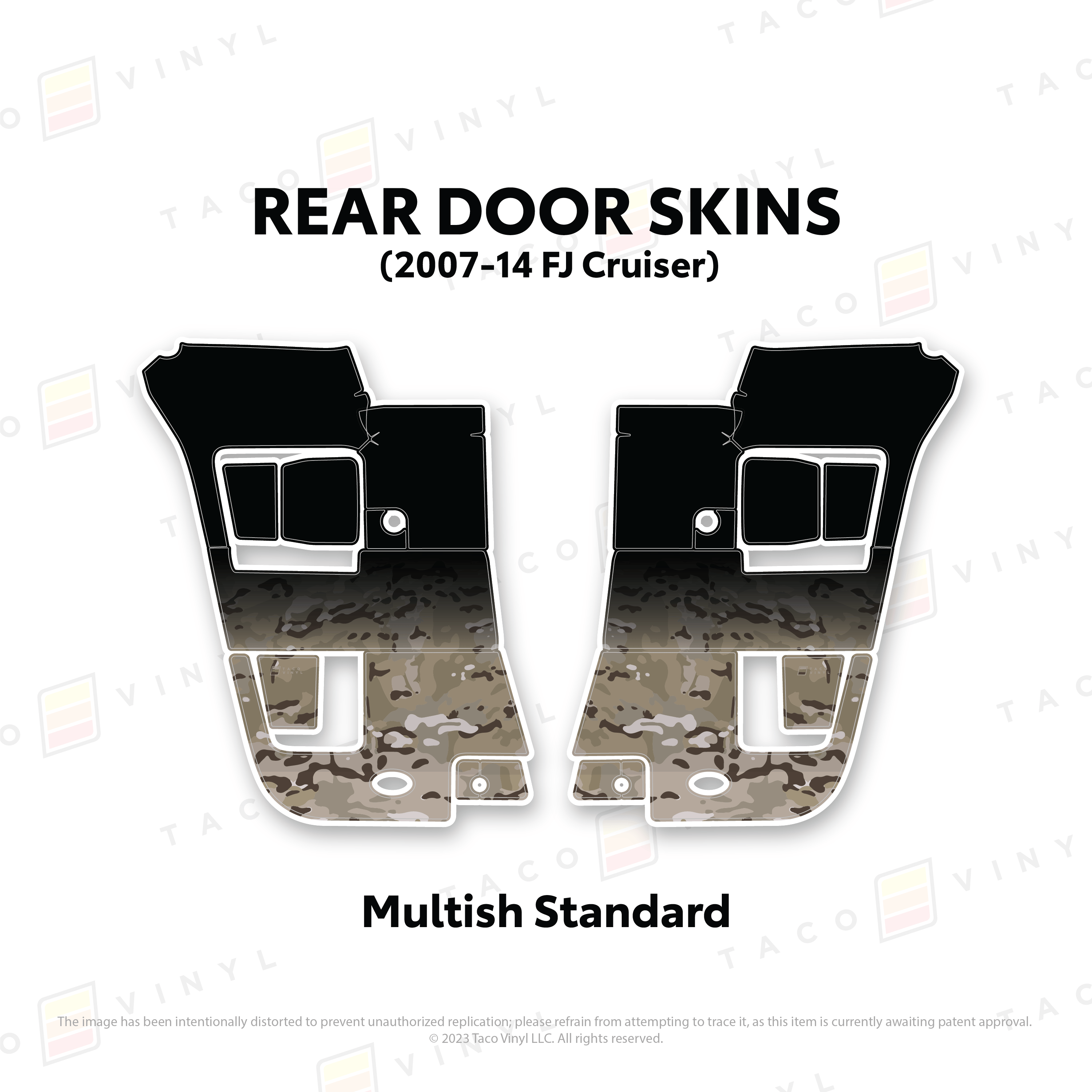 Taco Vinyl Protective Vinyl Rear Driver/Passenger / Multish Standard Camo FJ Cruiser Door Skins