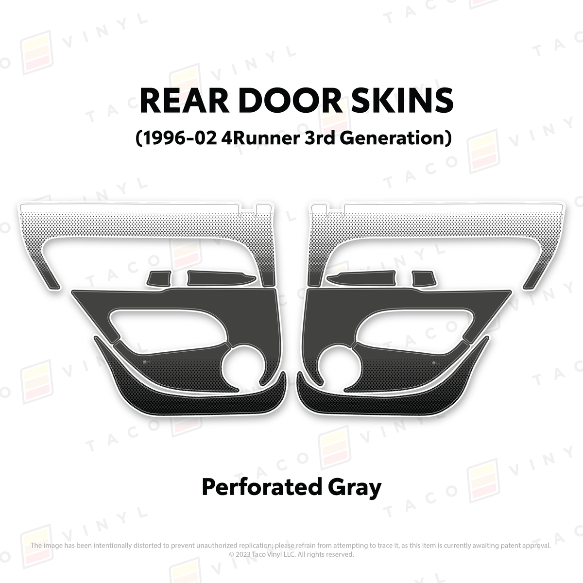 Taco Vinyl Protective Vinyl Rear Driver/Passenger / Perforated Gray 1996-2002 4Runner Door Skins