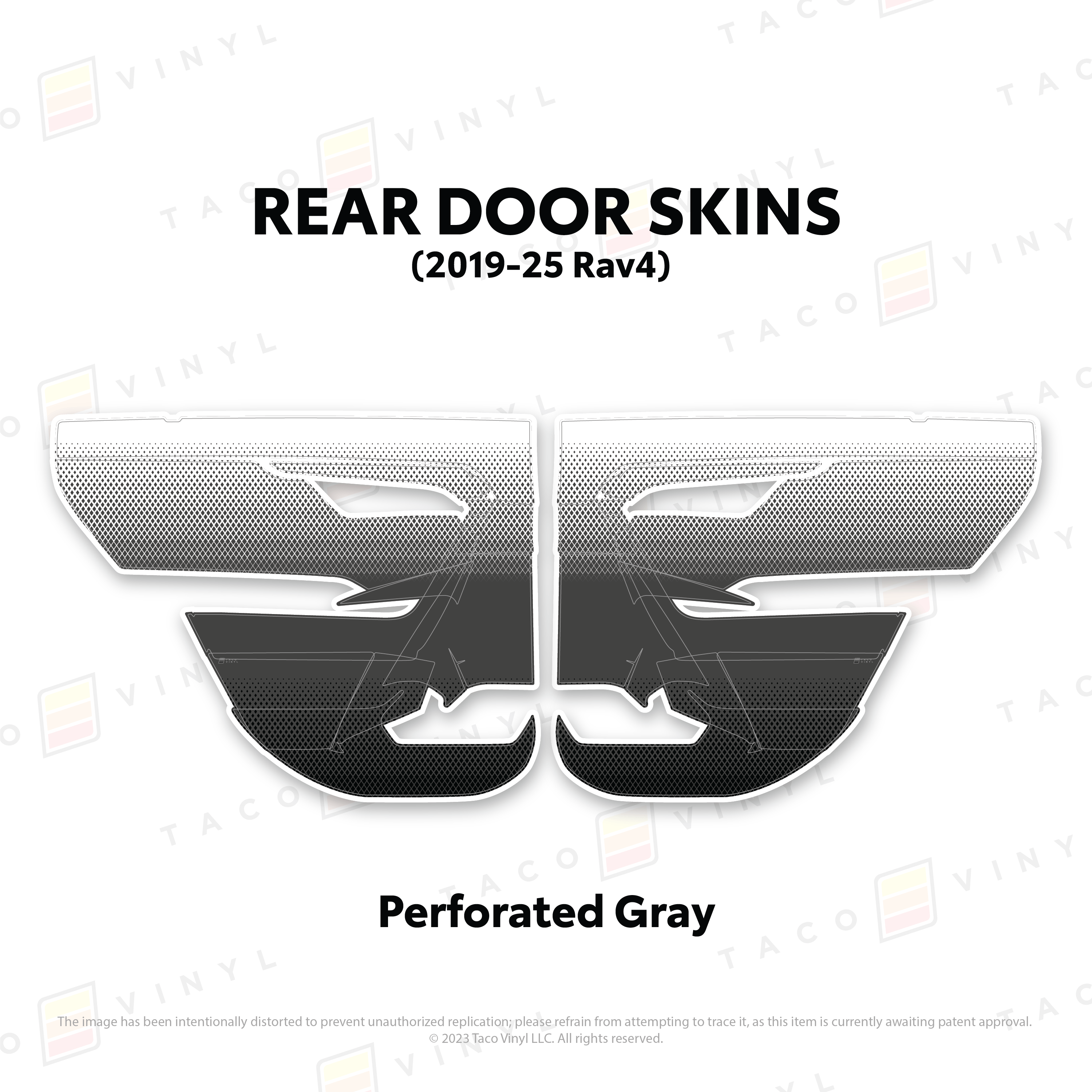 Taco Vinyl Protective Vinyl Rear Driver/Passenger / Perforated Gray 2019-25 Rav4 Door Skins