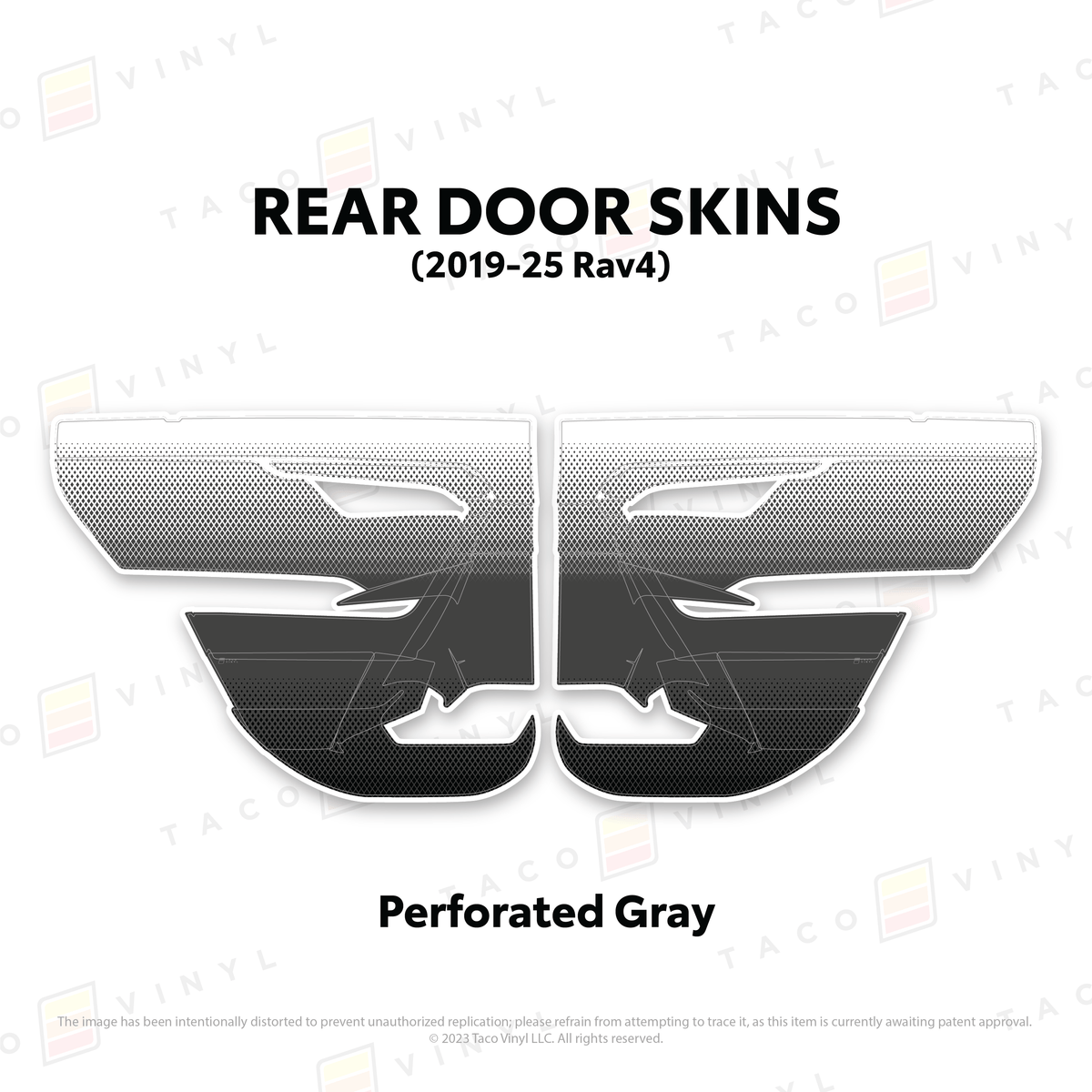 Taco Vinyl Protective Vinyl Rear Driver/Passenger / Perforated Gray 2019-25 Rav4 Door Skins
