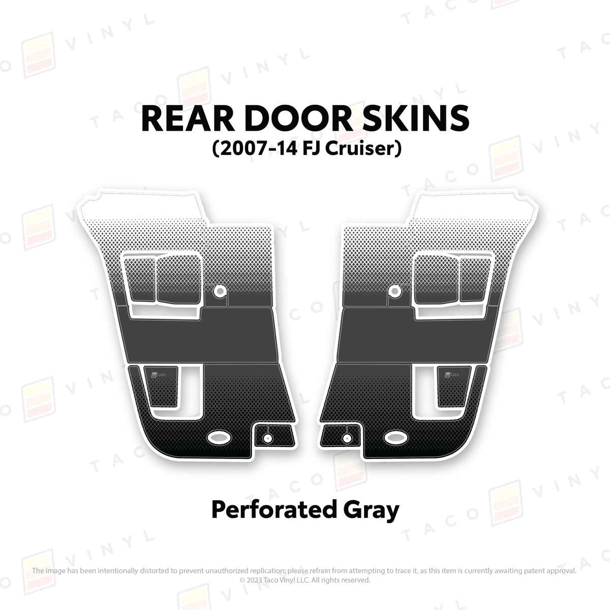 Taco Vinyl Protective Vinyl Rear Driver/Passenger / Perforated Gray FJ Cruiser Door Skins