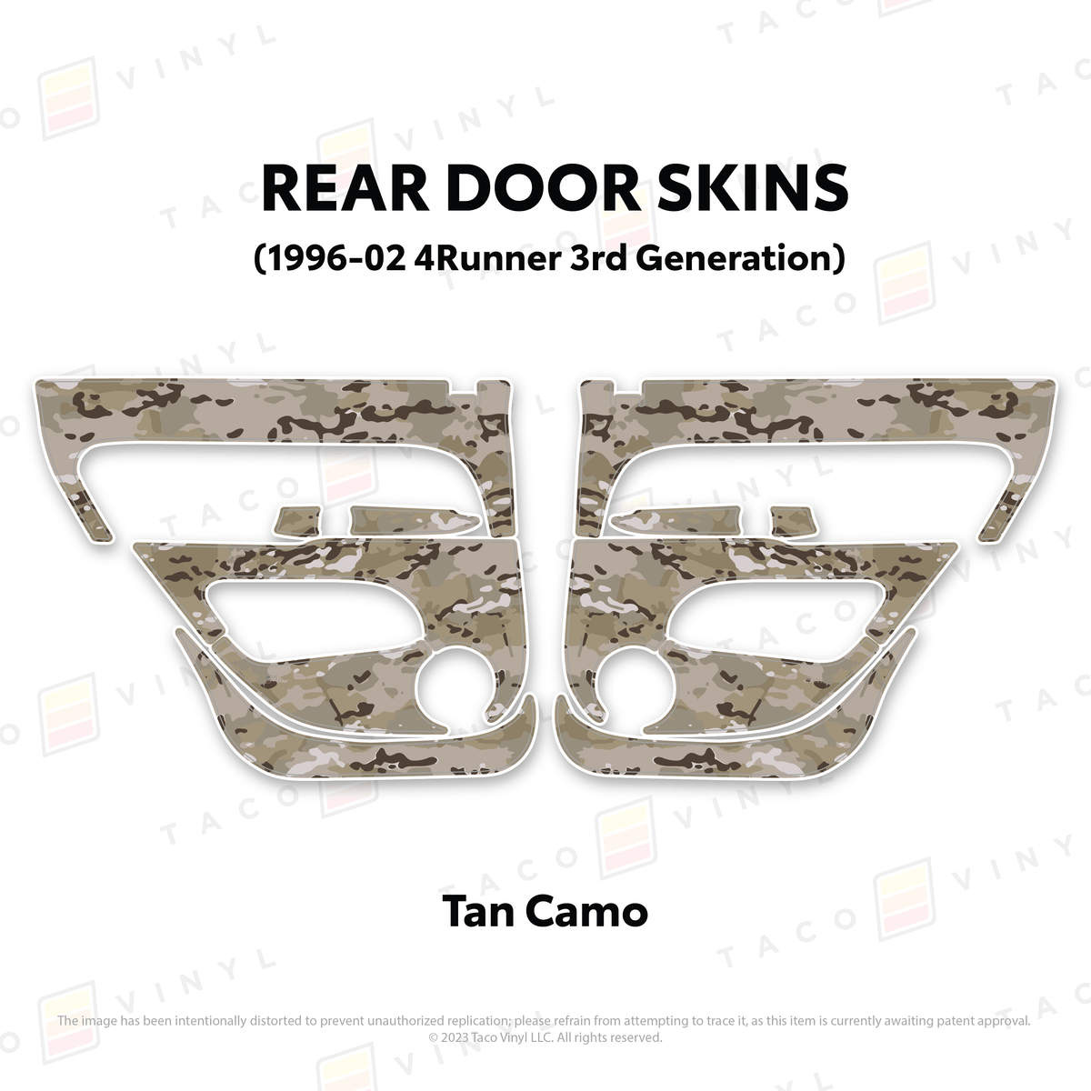 Taco Vinyl Protective Vinyl Rear Driver/Passenger / Tan Camo 1996-2002 4Runner Door Skins