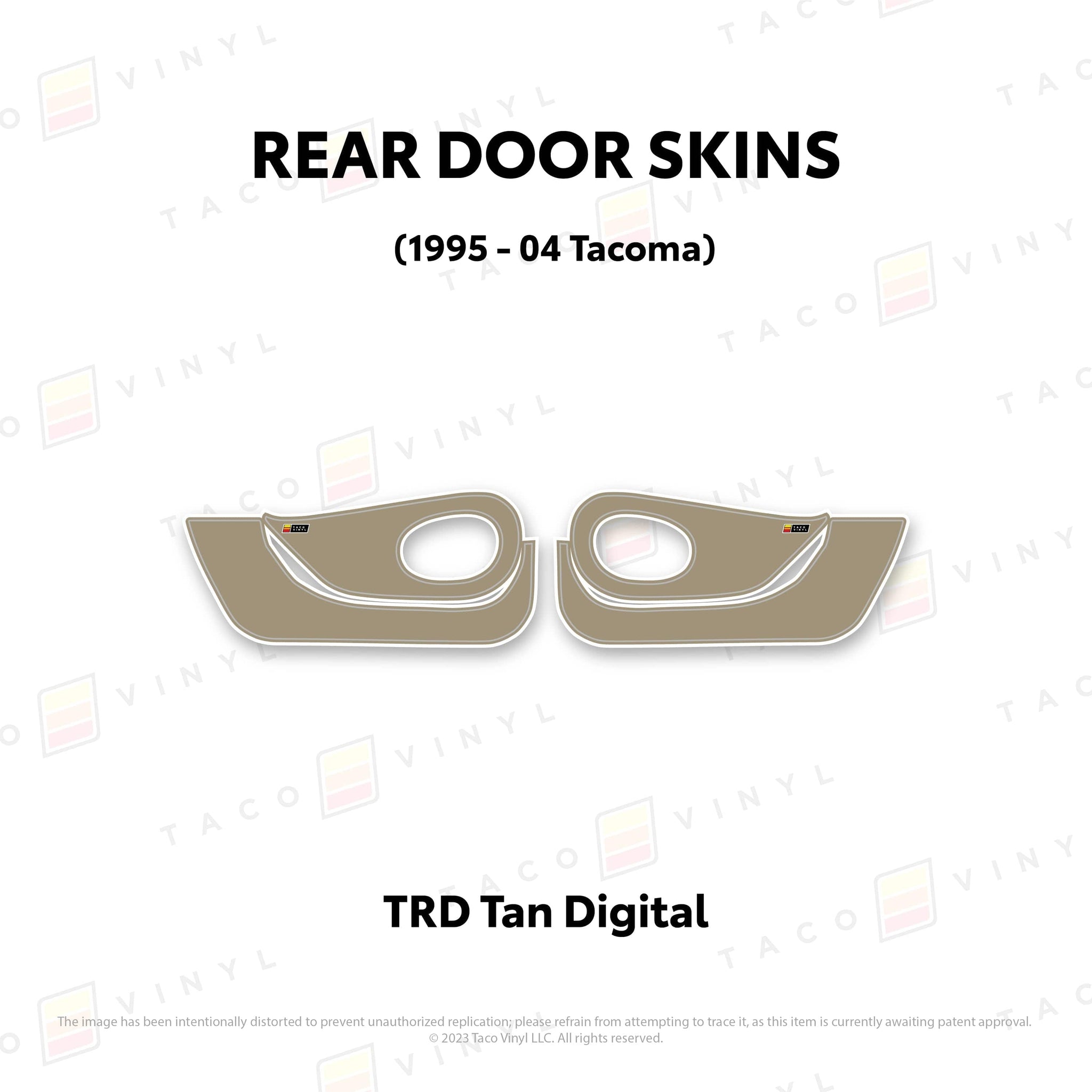 Taco Vinyl Protective Vinyl Rear Driver/Passenger / TRD Tan Digital 1995-04 Tacoma Door Skins (Lower Section)