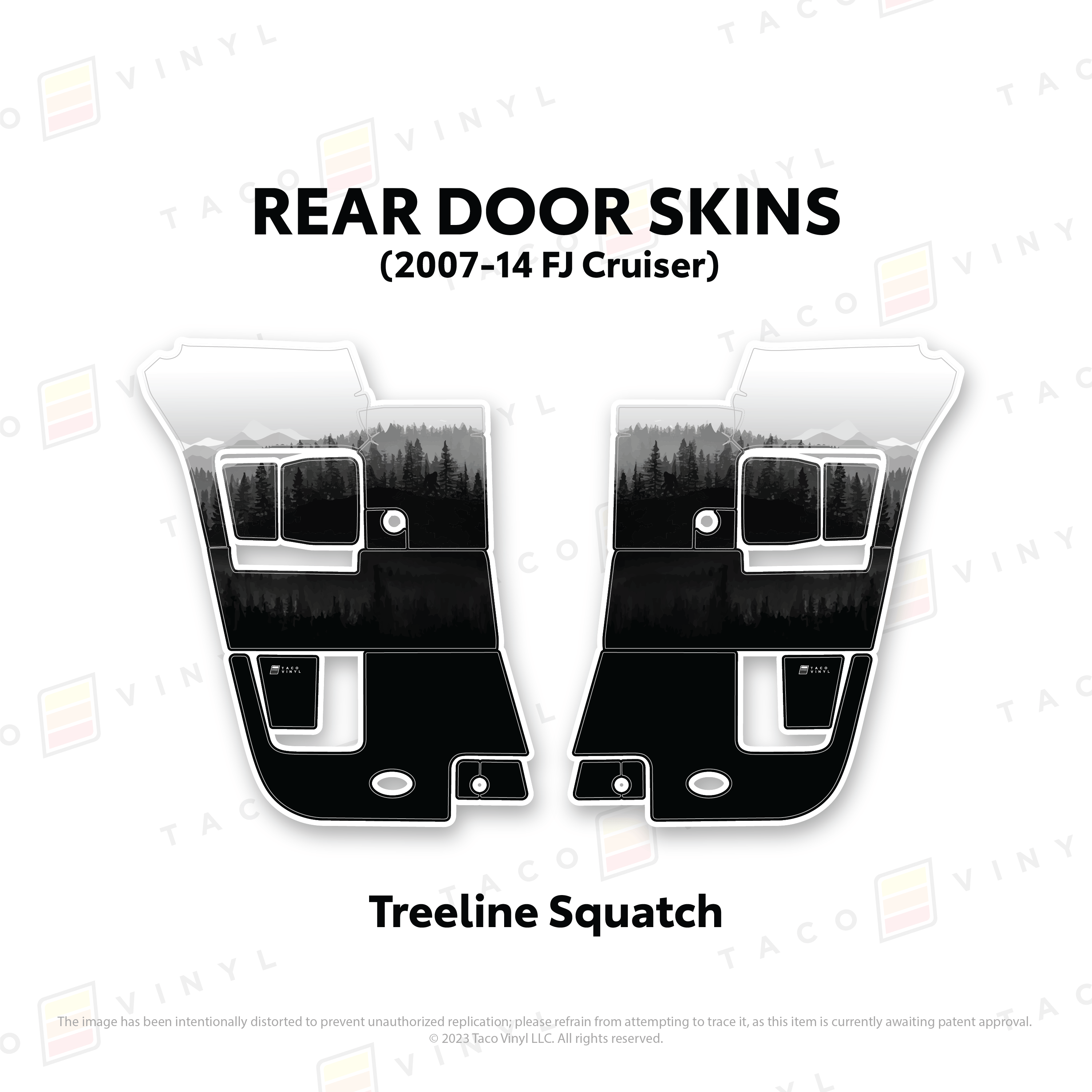 Taco Vinyl Protective Vinyl Rear Driver/Passenger / Treeline Sasquatch FJ Cruiser Door Skins