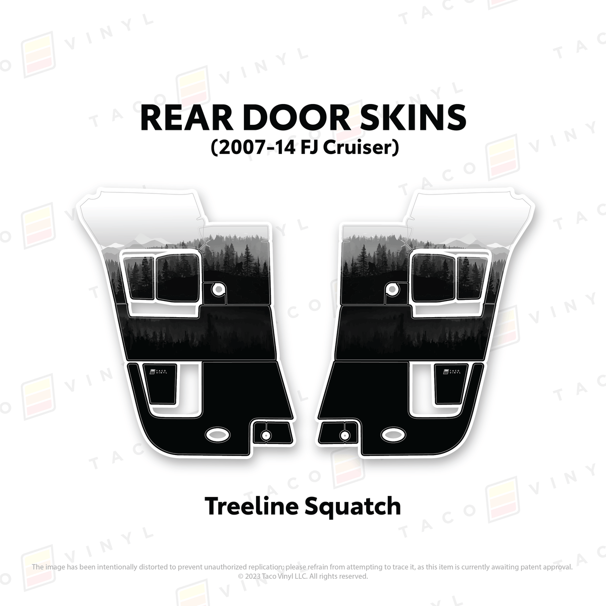 Taco Vinyl Protective Vinyl Rear Driver/Passenger / Treeline Sasquatch FJ Cruiser Door Skins