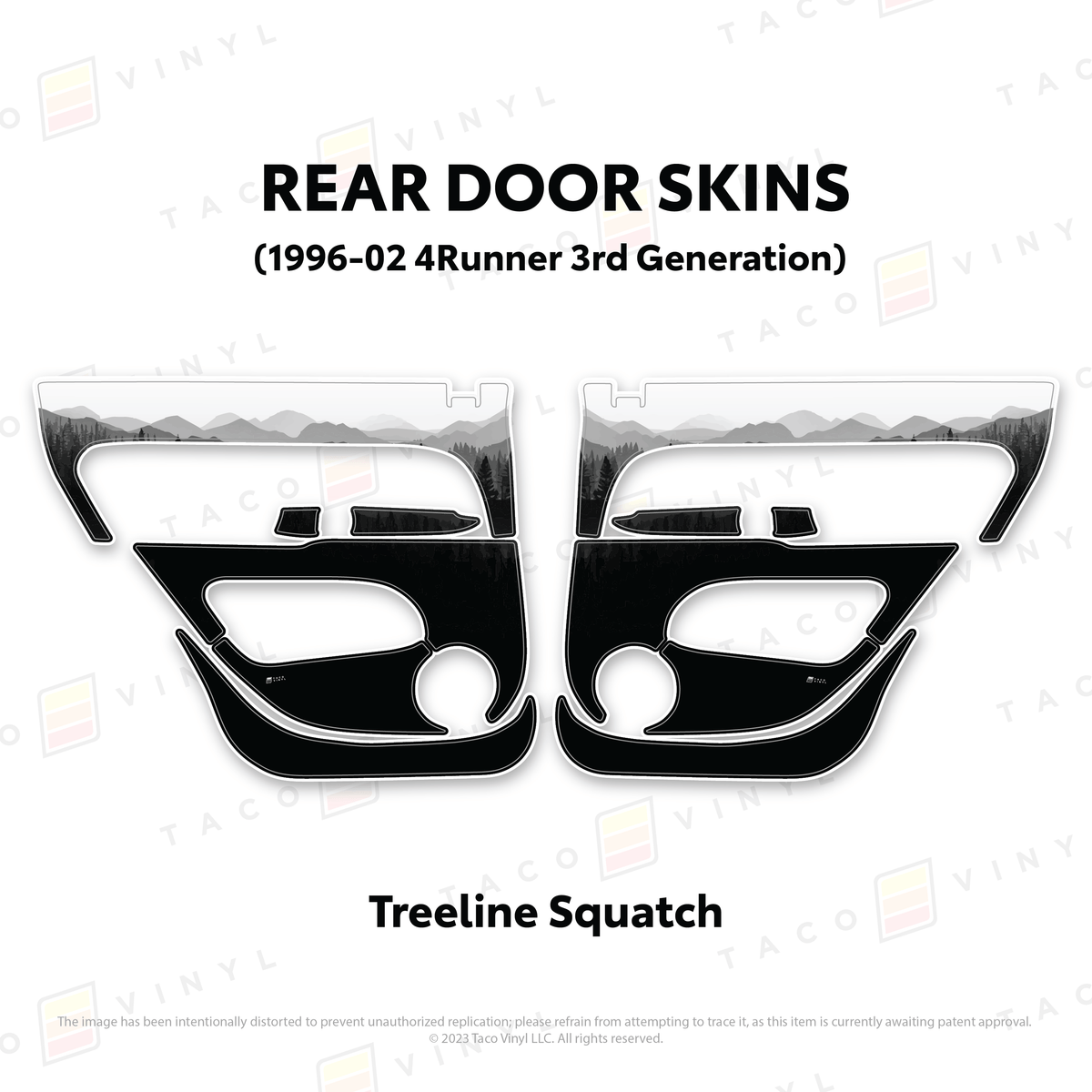 Taco Vinyl Protective Vinyl Rear Driver/Passenger / Treeline Squatch 1996-2002 4Runner Door Skins