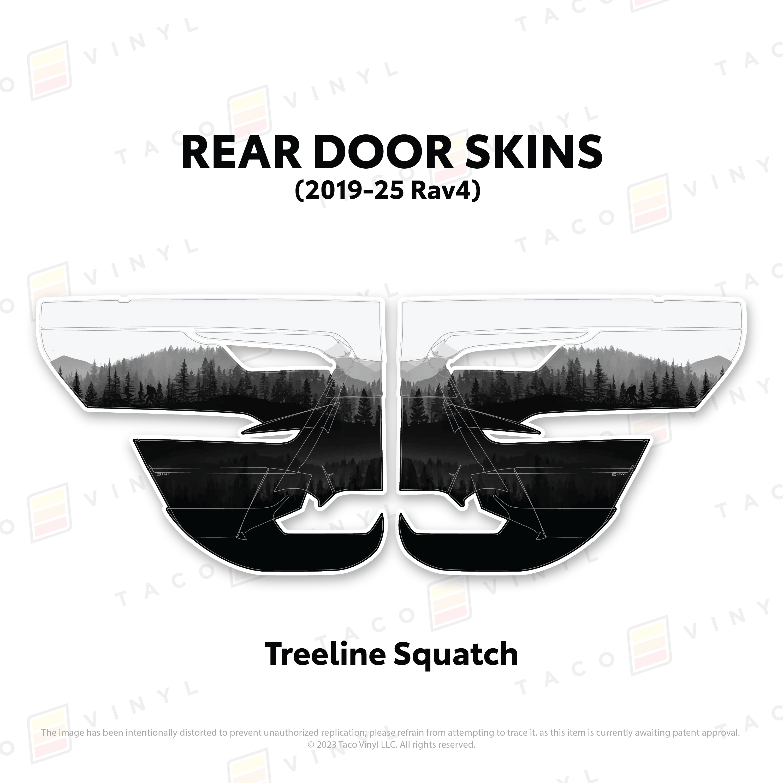 Taco Vinyl Protective Vinyl Rear Driver/Passenger / Treeline Squatch 2019-25 Rav4 Door Skins