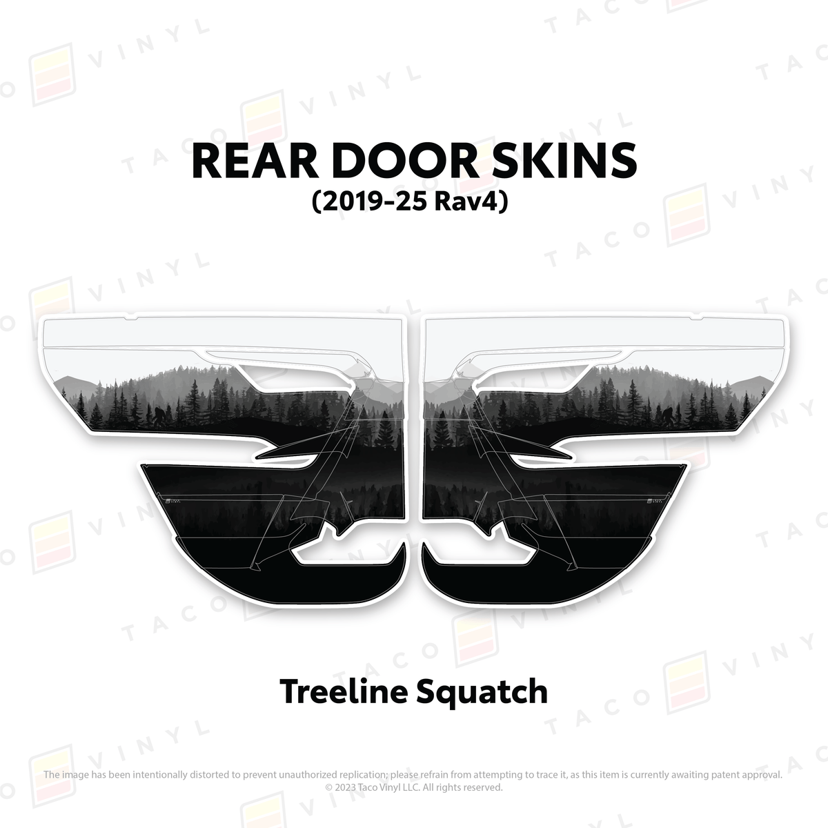 Taco Vinyl Protective Vinyl Rear Driver/Passenger / Treeline Squatch 2019-25 Rav4 Door Skins