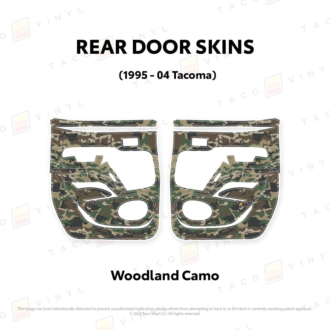 Taco Vinyl Protective Vinyl Rear Driver/Passenger / Woodland Camo 1995-04 Tacoma Door Skins