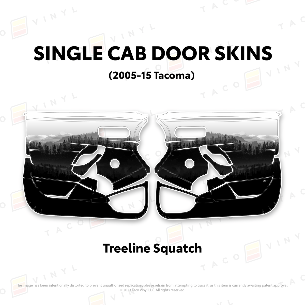 Taco Vinyl Protective Vinyl Treeline Squatch 2005-15 Tacoma Single Cab Door Skins
