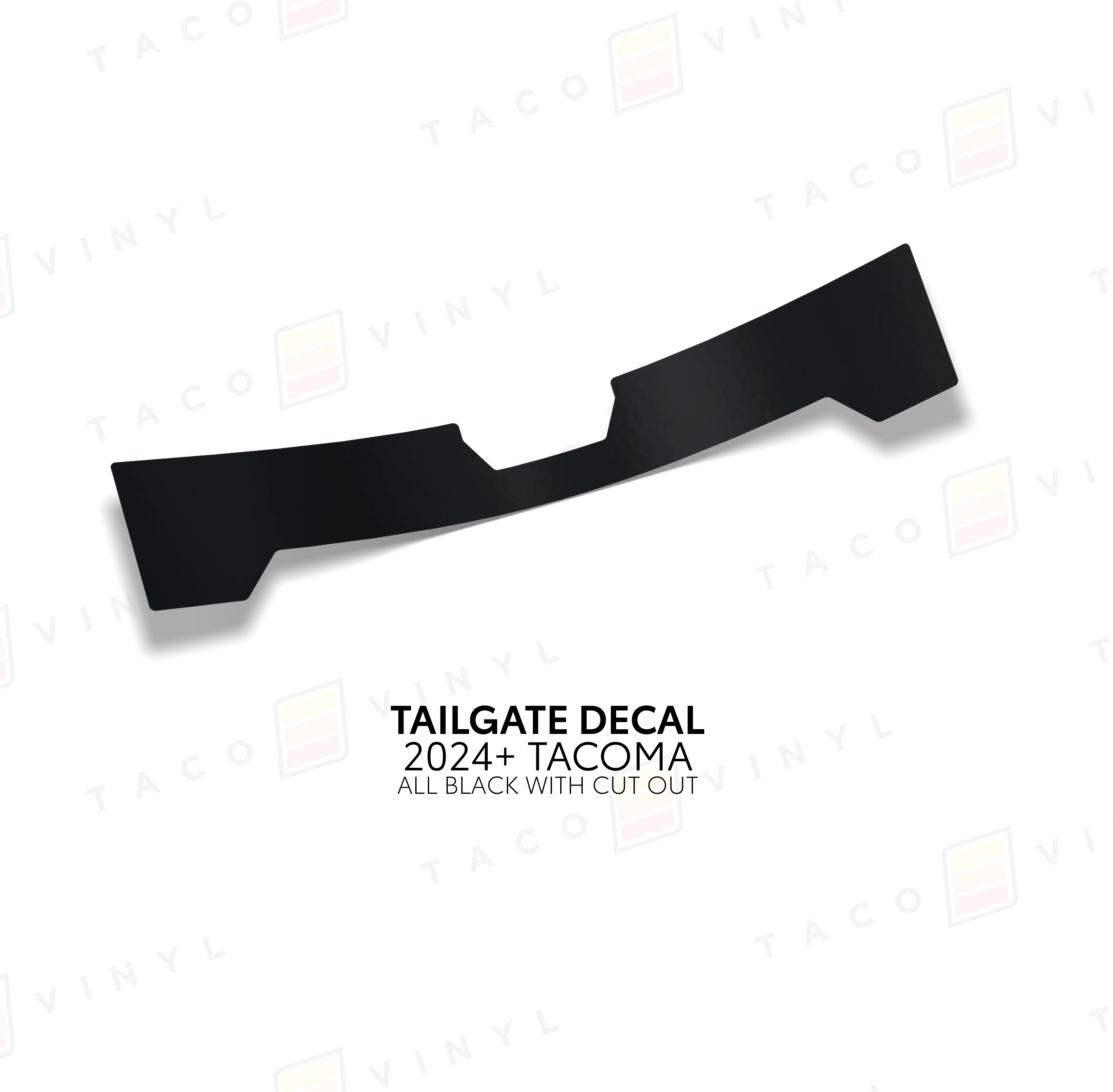 Taco Vinyl Vehicle Decals All Black w/ Cut Out 2024+ Tacoma Tailgate Topo Decal