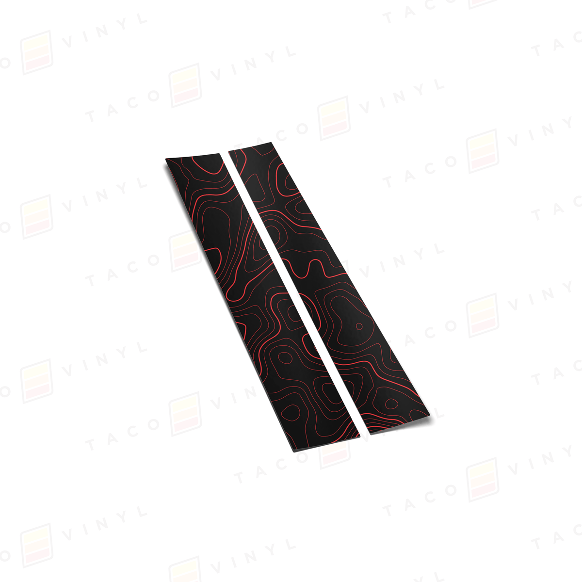 Taco Vinyl Vehicle Decals Black W/Red Topo 2019-2025 Rav4 Door Pillar Decals