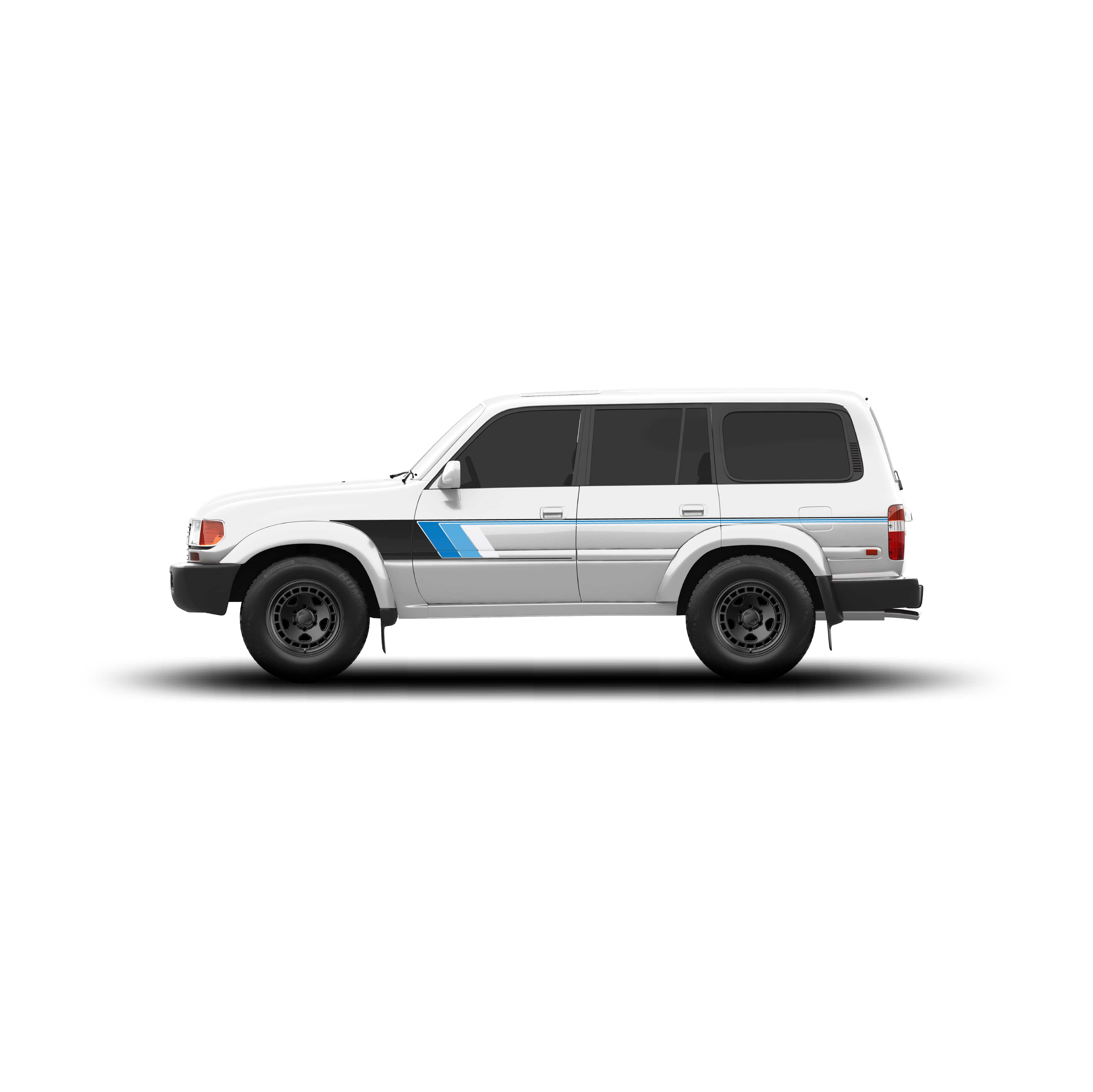 Taco Vinyl Vehicle Decals Blue Scheme / No Hood Stamp 80 Series Land Cruiser Checkered Stripe Kit