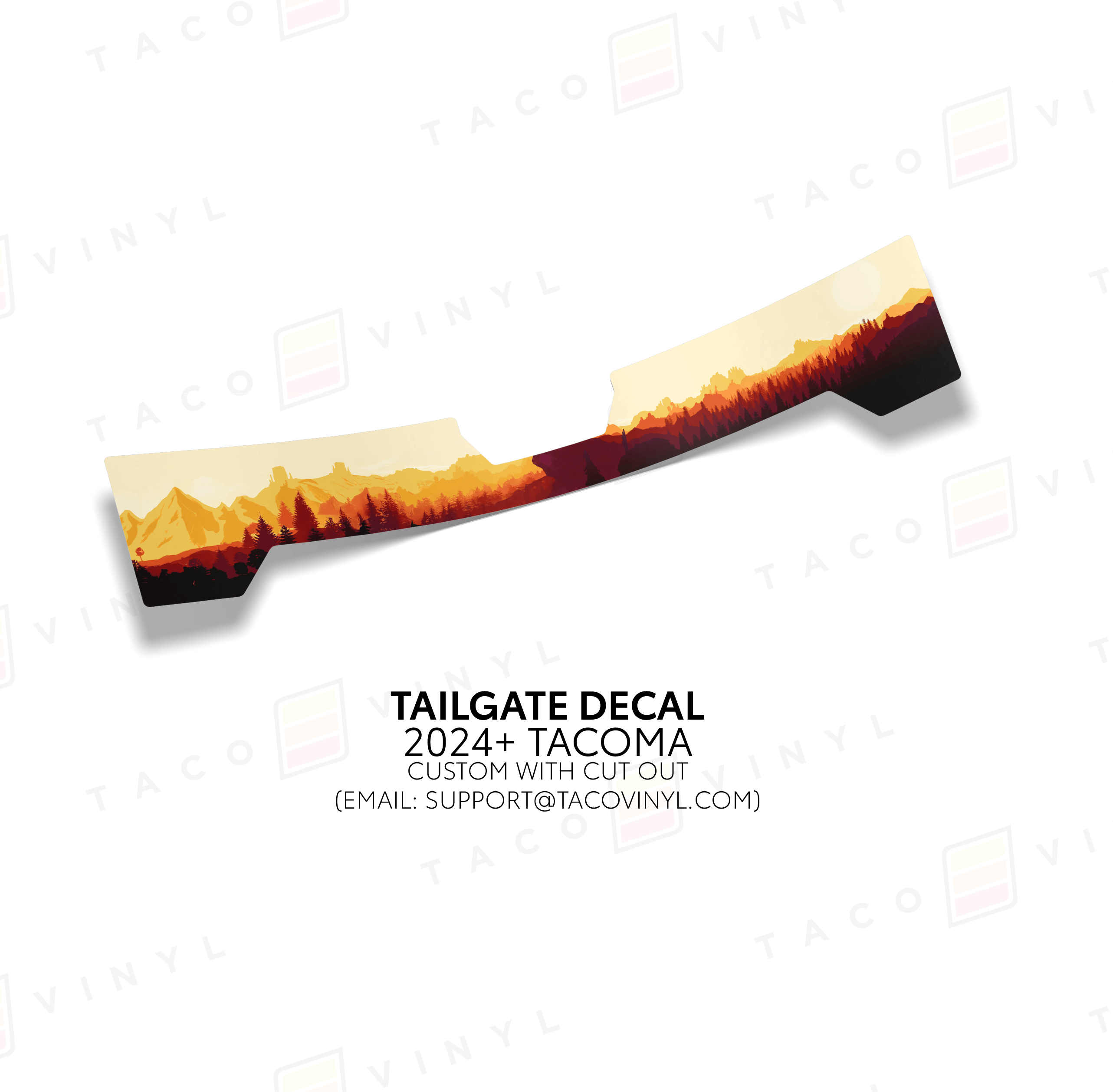 Taco Vinyl Vehicle Decals Custom Scheme w/ Cut Out 2024+ Tacoma Tailgate Topo Decal
