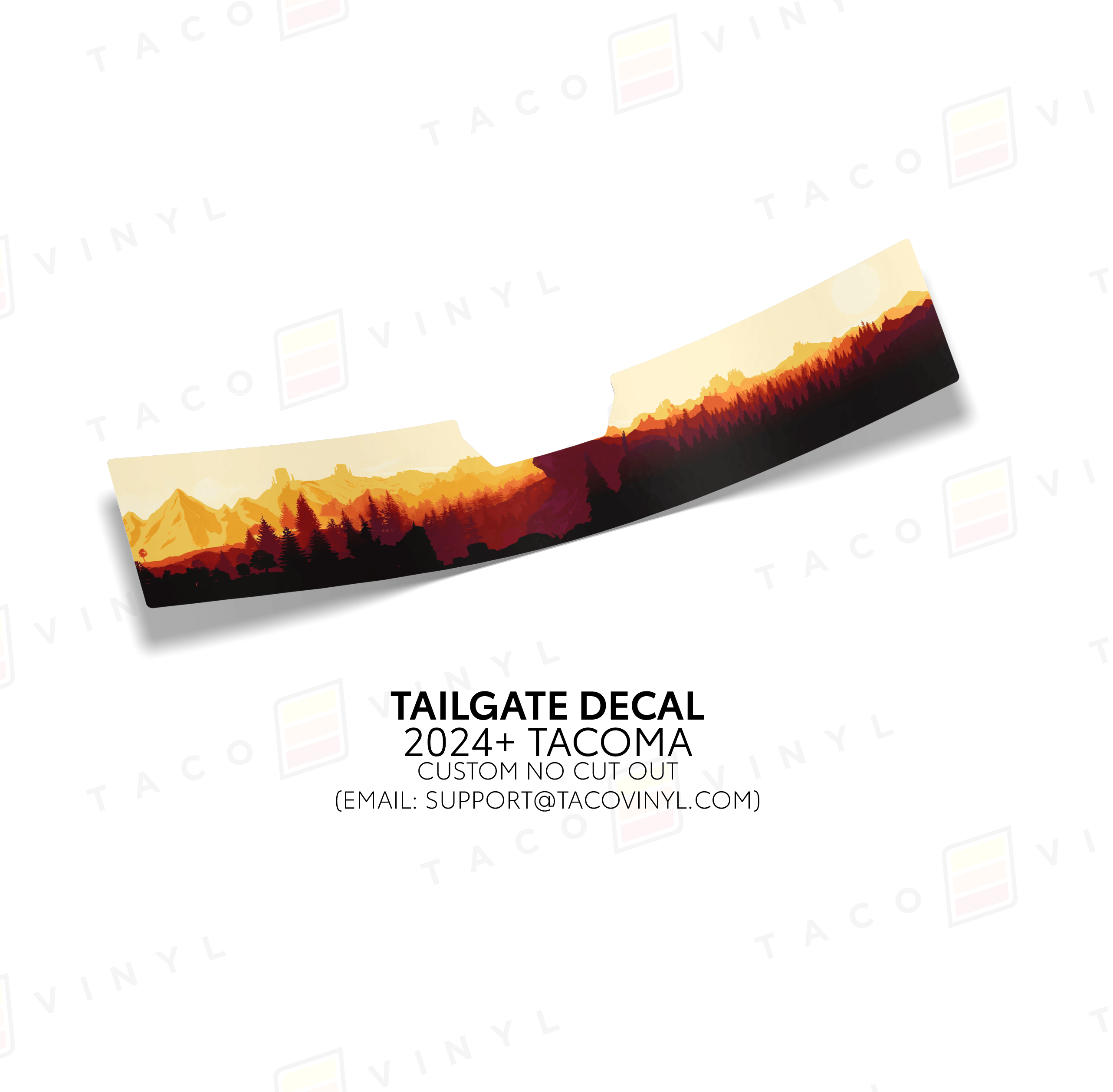 Taco Vinyl Vehicle Decals Custom Scheme w/ No Cut Out 2024+ Tacoma Tailgate Topo Decal