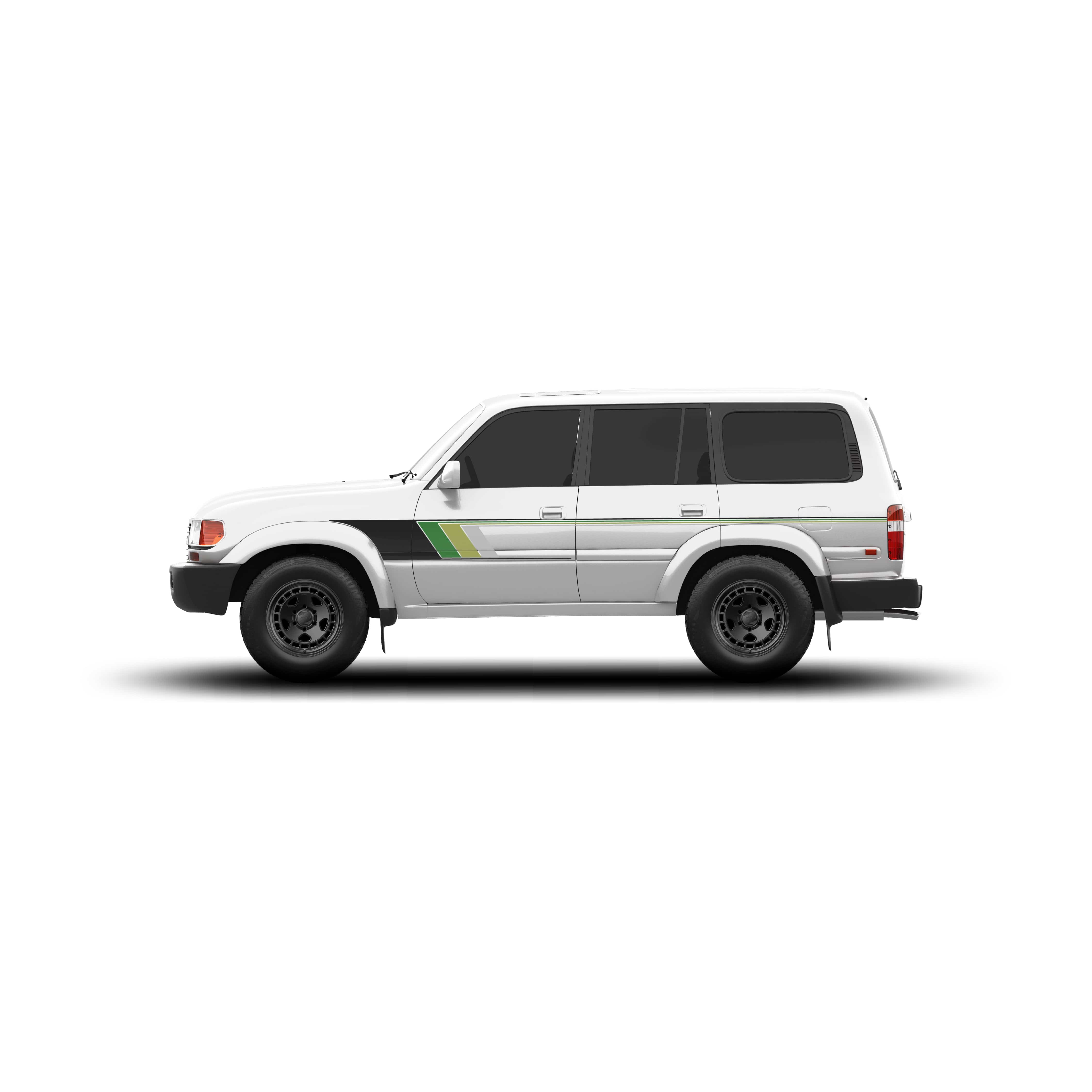 Taco Vinyl Vehicle Decals Green Scheme / No Hood Stamp 80 Series Land Cruiser Checkered Stripe Kit